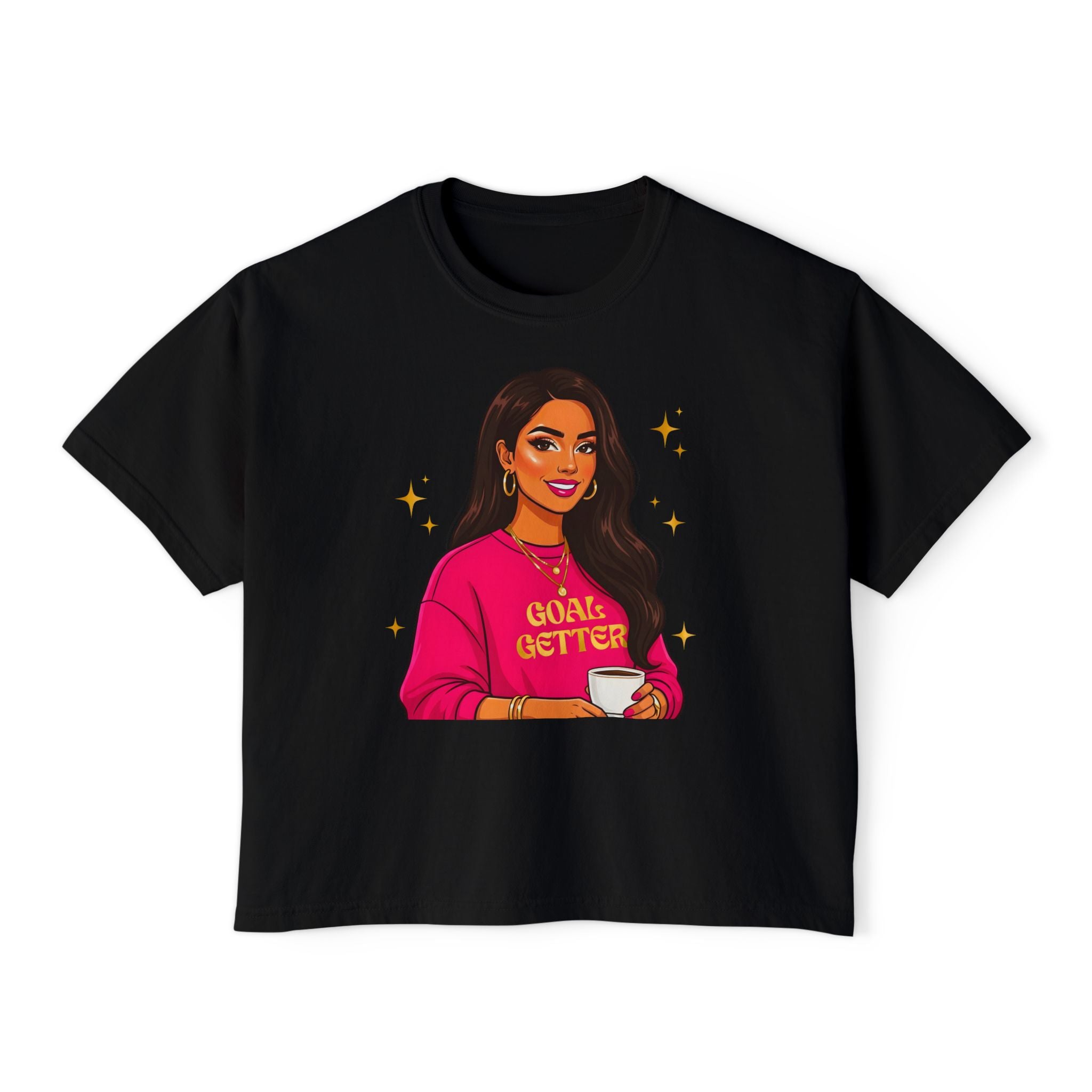 Goal Getter Women's Boxy Tee — Empowering Graphic Crop Top