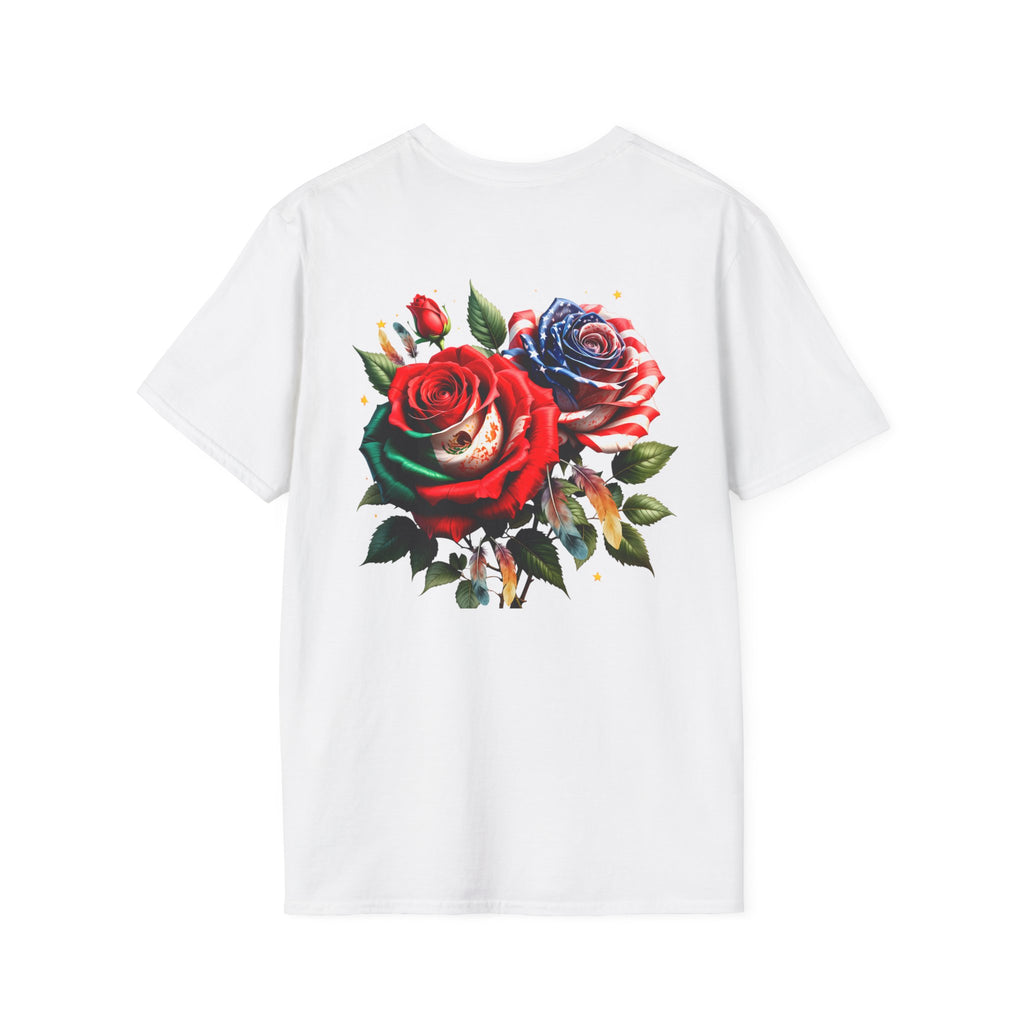 USA Mexico Flag T-Shirt — Small Crossed American & Mexican Flags Tee