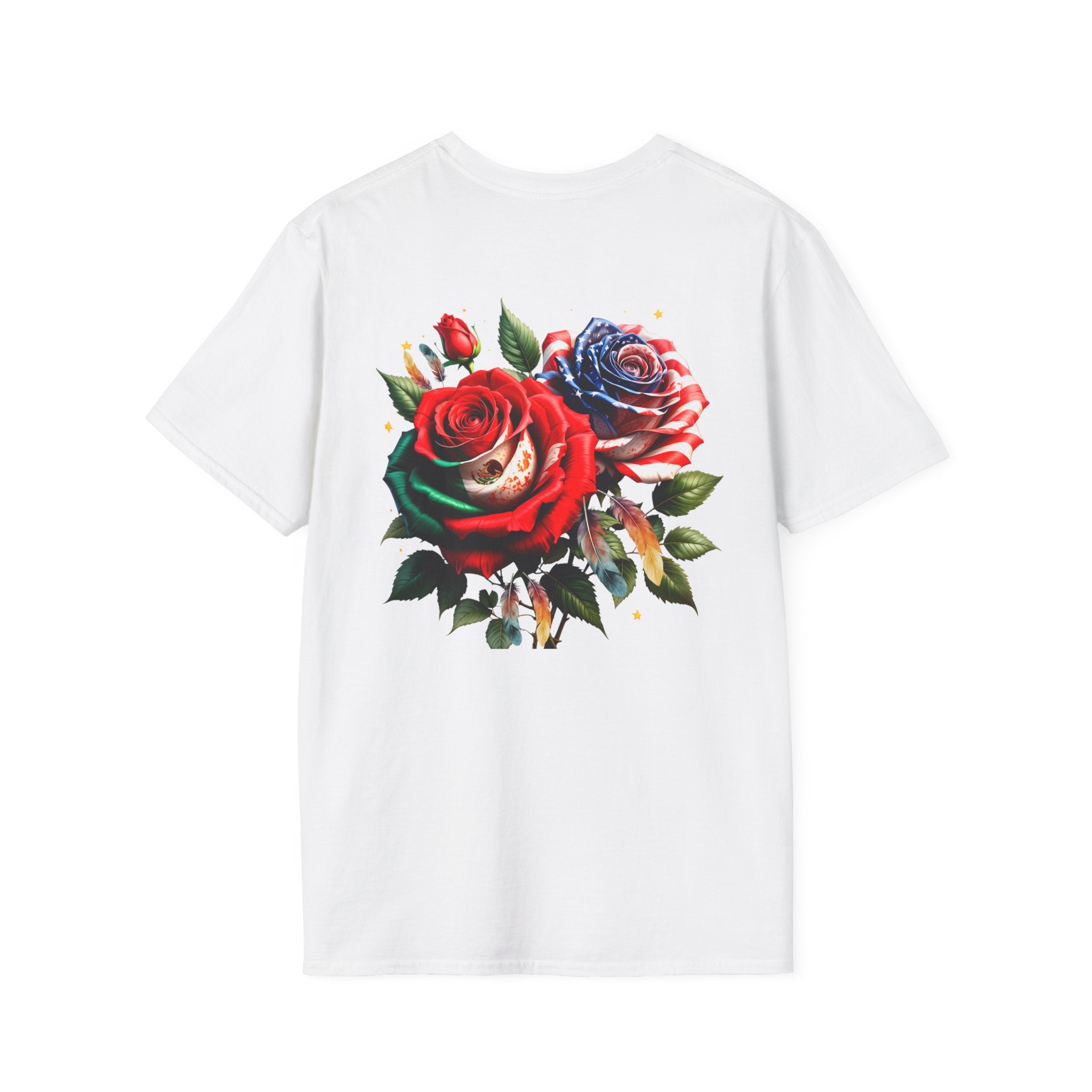 USA Mexico Flag T-Shirt — Small Crossed American & Mexican Flags Tee