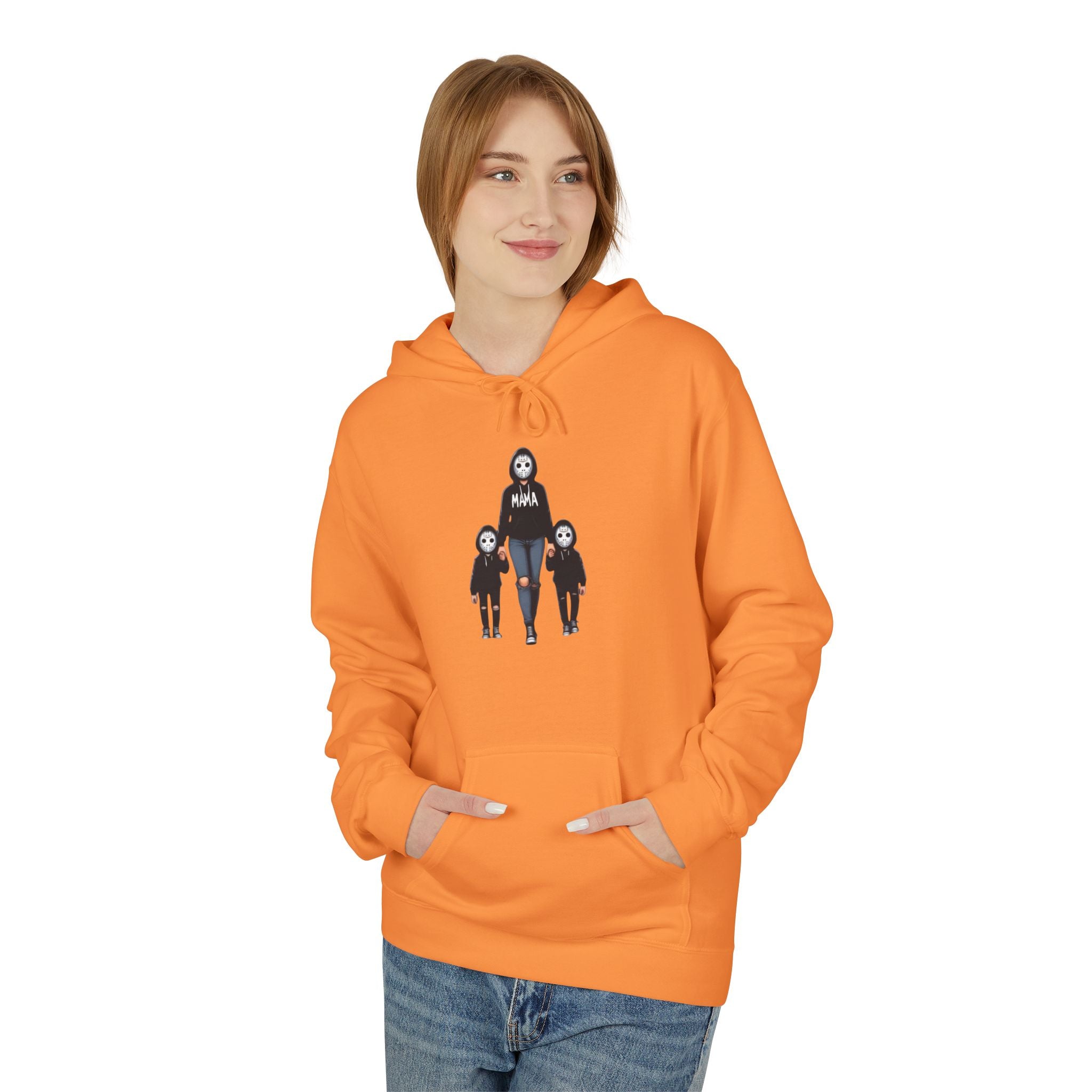 Horror Family Graphic Hoodie – Creepy Trio Skeleton & Child Design