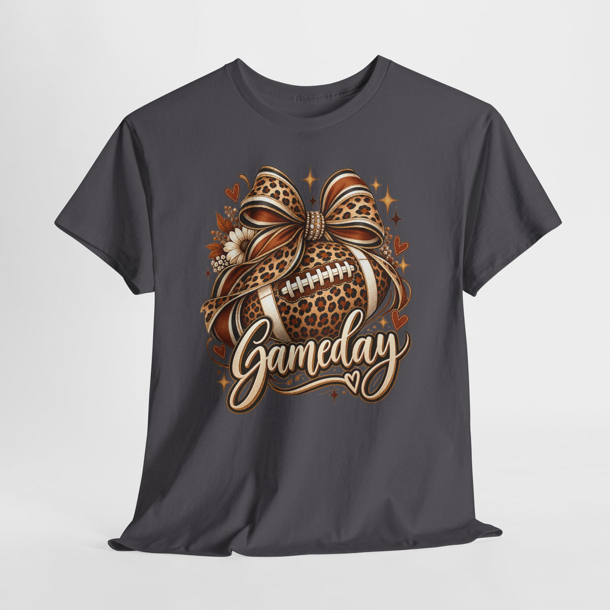 Gameday Football Tee — Leopard Print Football with Bow