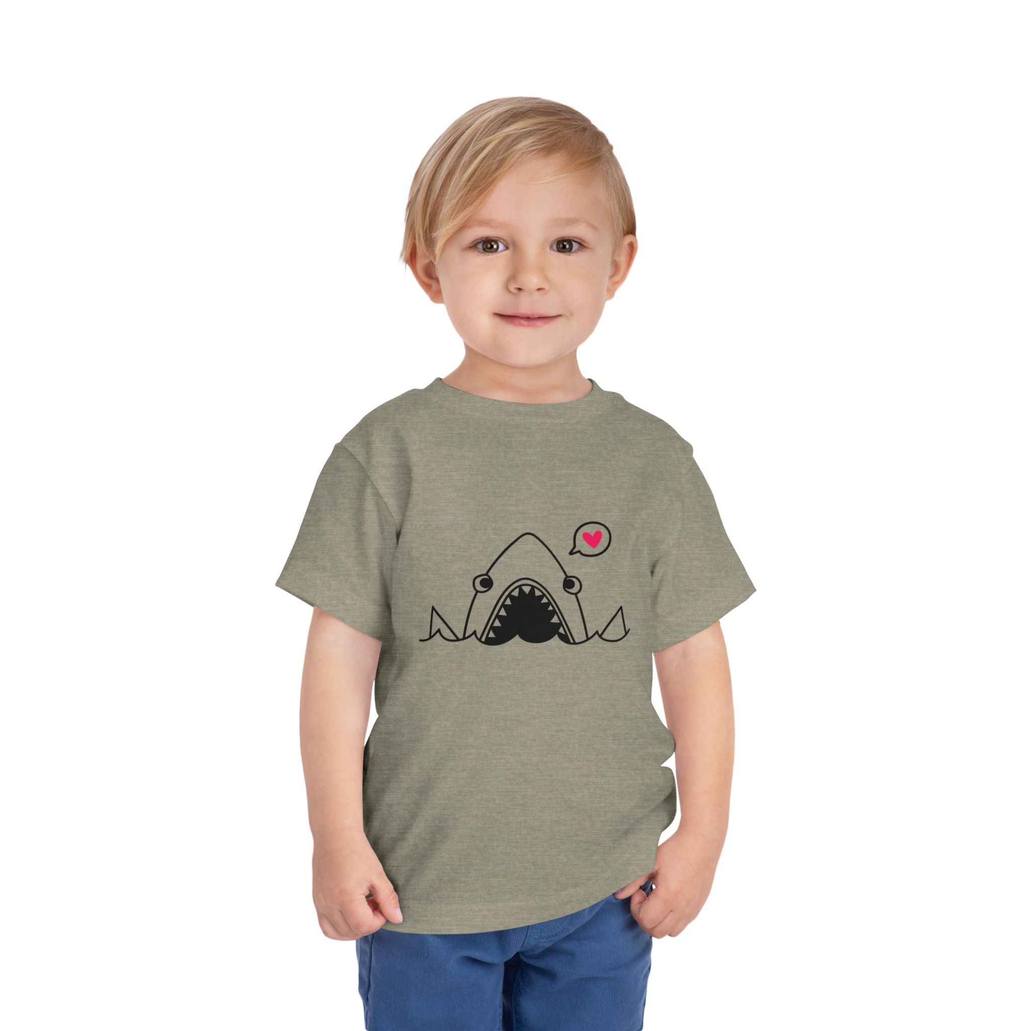 Cute Shark with Heart Toddler Tee | Baby Shark Graphic Shirt