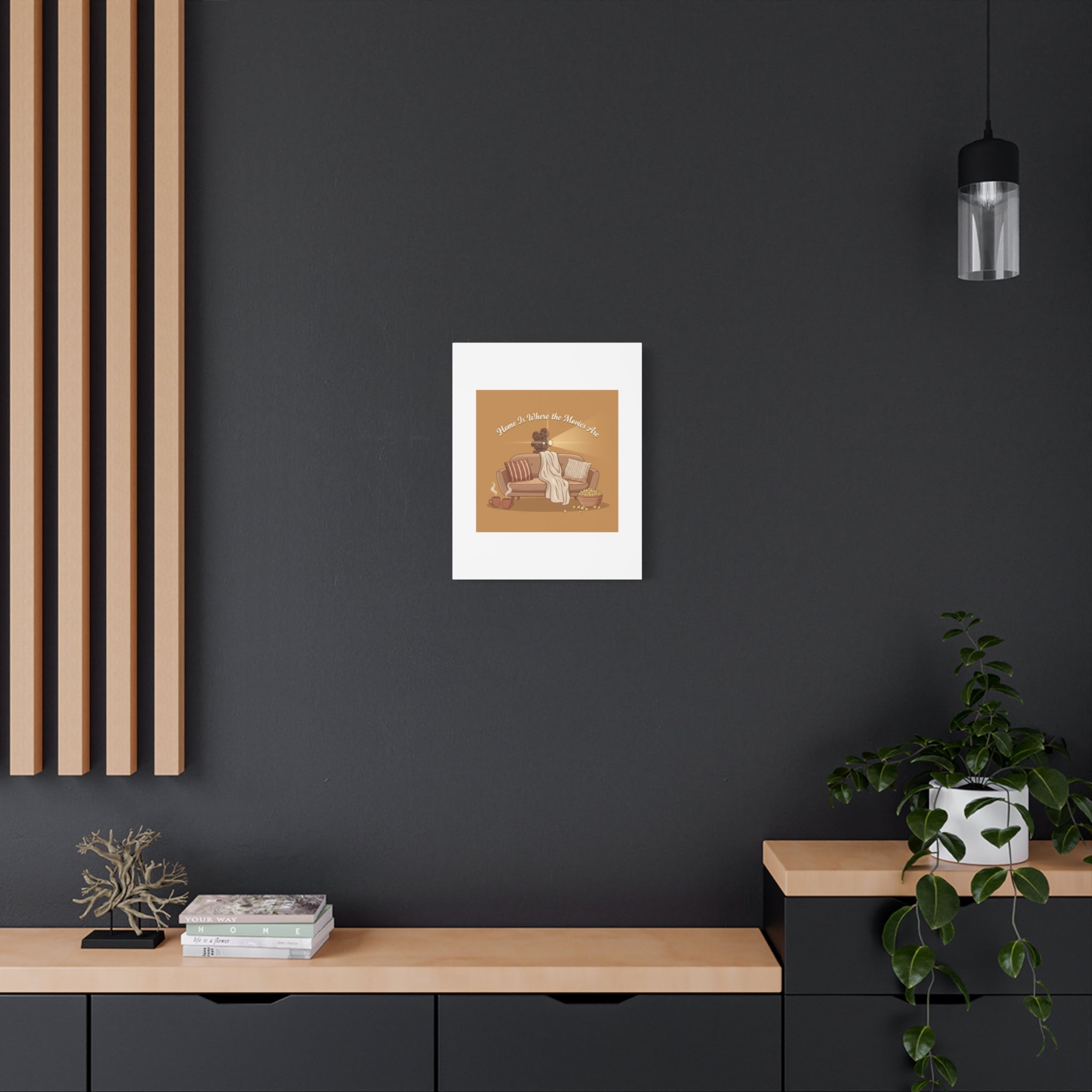 Home Is Where the Movies Are Canvas | cozy night art, home cinema decor