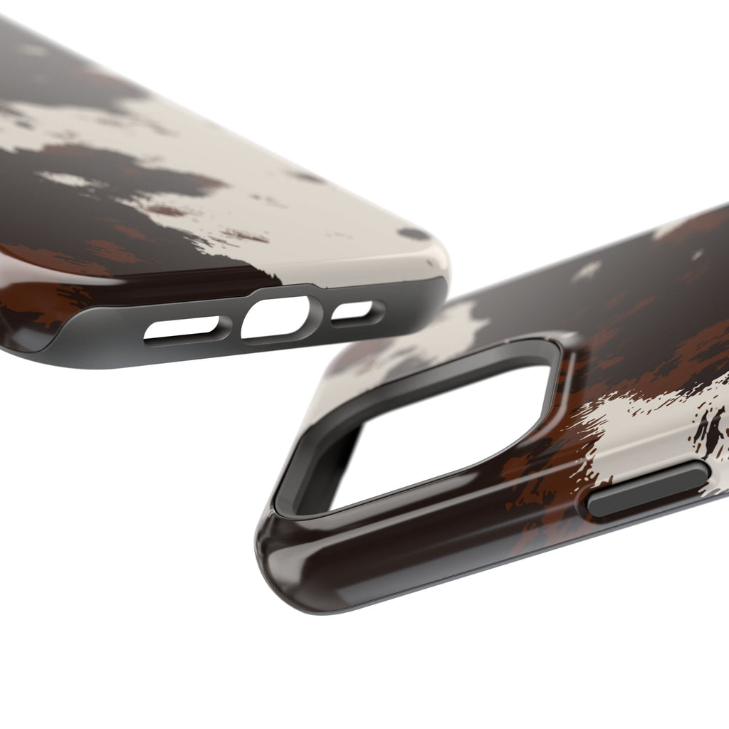 Cowhide Print Impact Phone Case — Brown & Cream Protective Cover