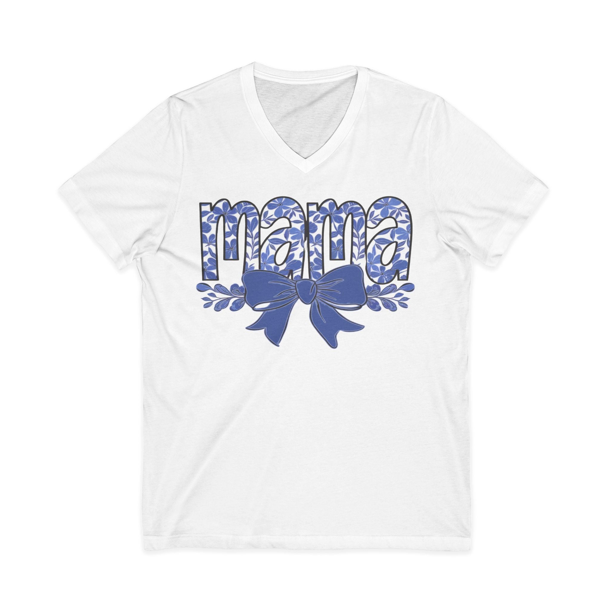 Mama Floral Bow V-Neck Tee — Mothers Day Gift Tee