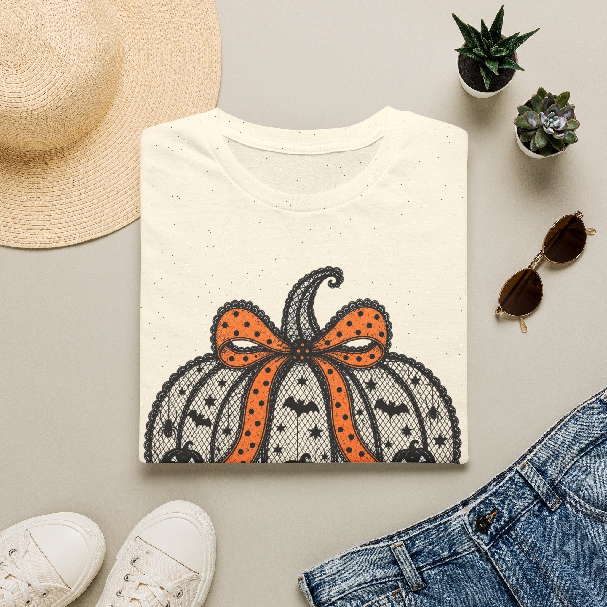Halloween Pumpkin Bow T-Shirt — Cute Orange Polka Dot Pumpkin Tee