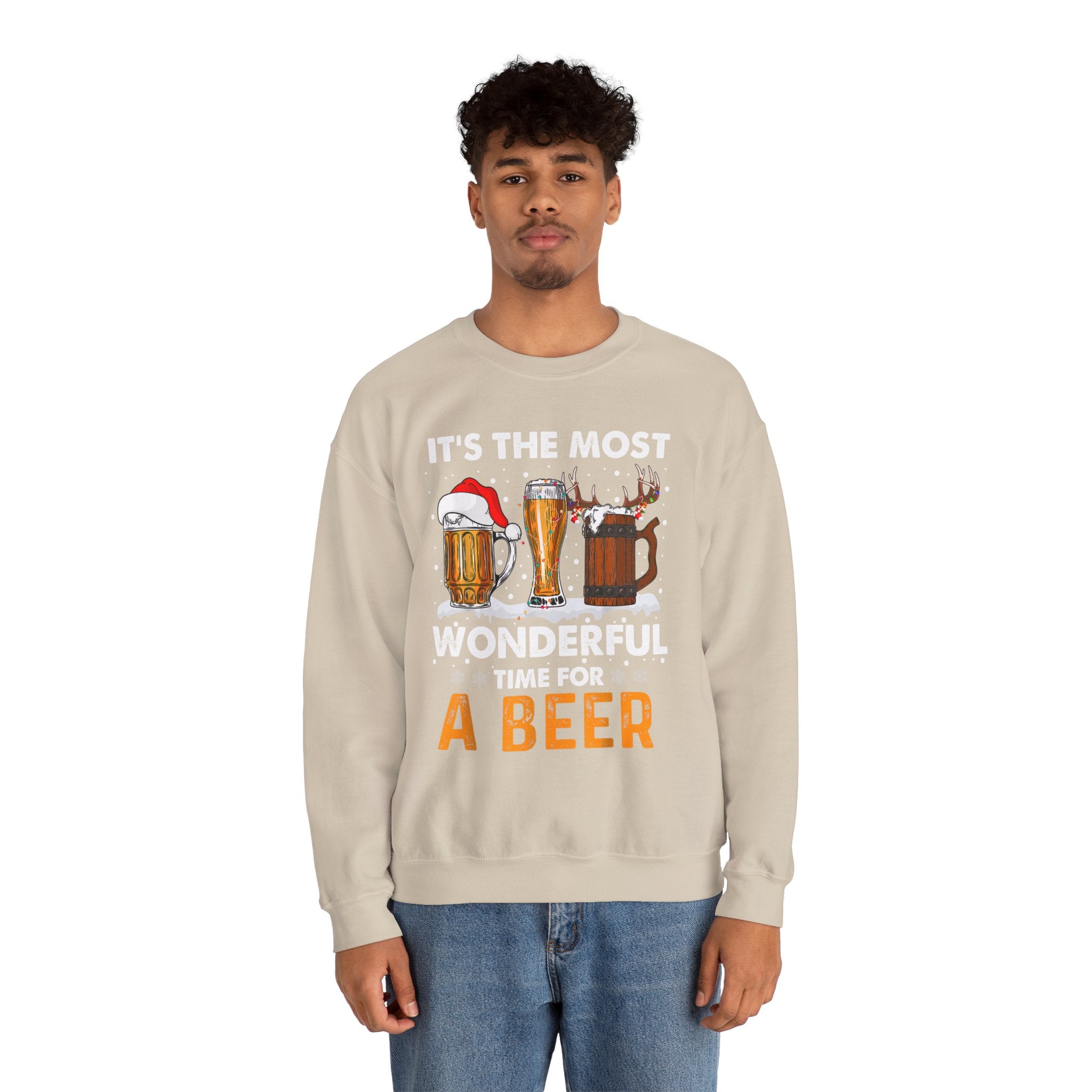 Christmas Beer Sweatshirt – "It's the Most Wonderful Time for a Beer" Holiday Crewneck