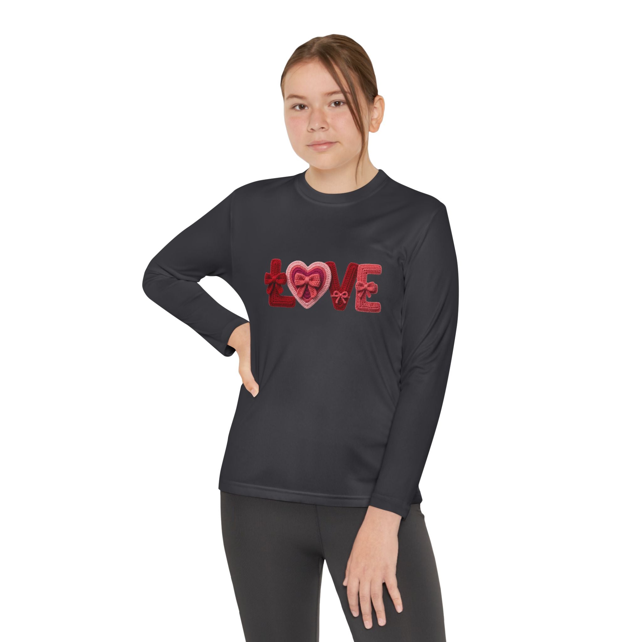 Youth Long Sleeve Tee - Red 'LOVE' Heart Design