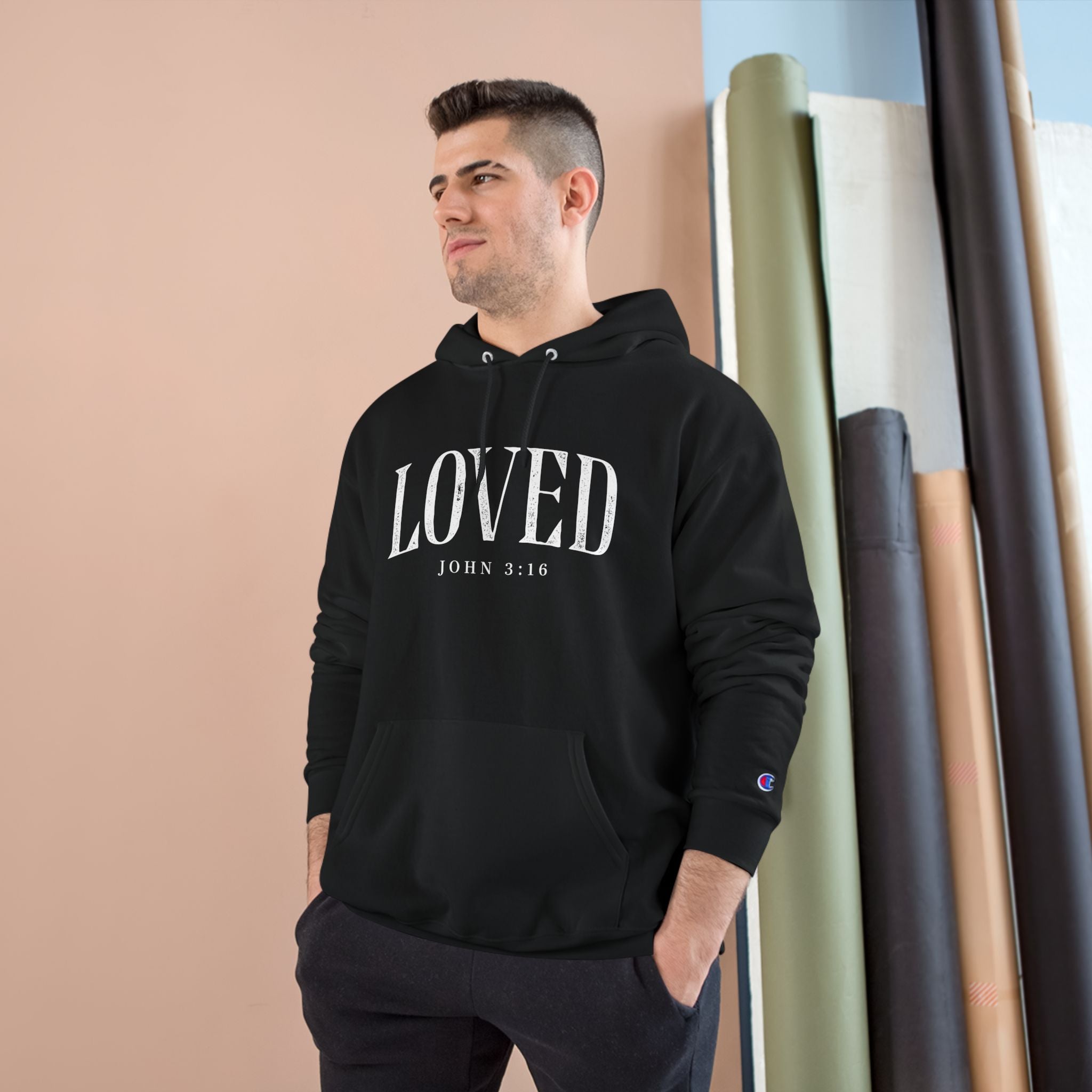 Loved Hoodie — 'Loved' Christian Scripture Sweatshirt (John 3:16)