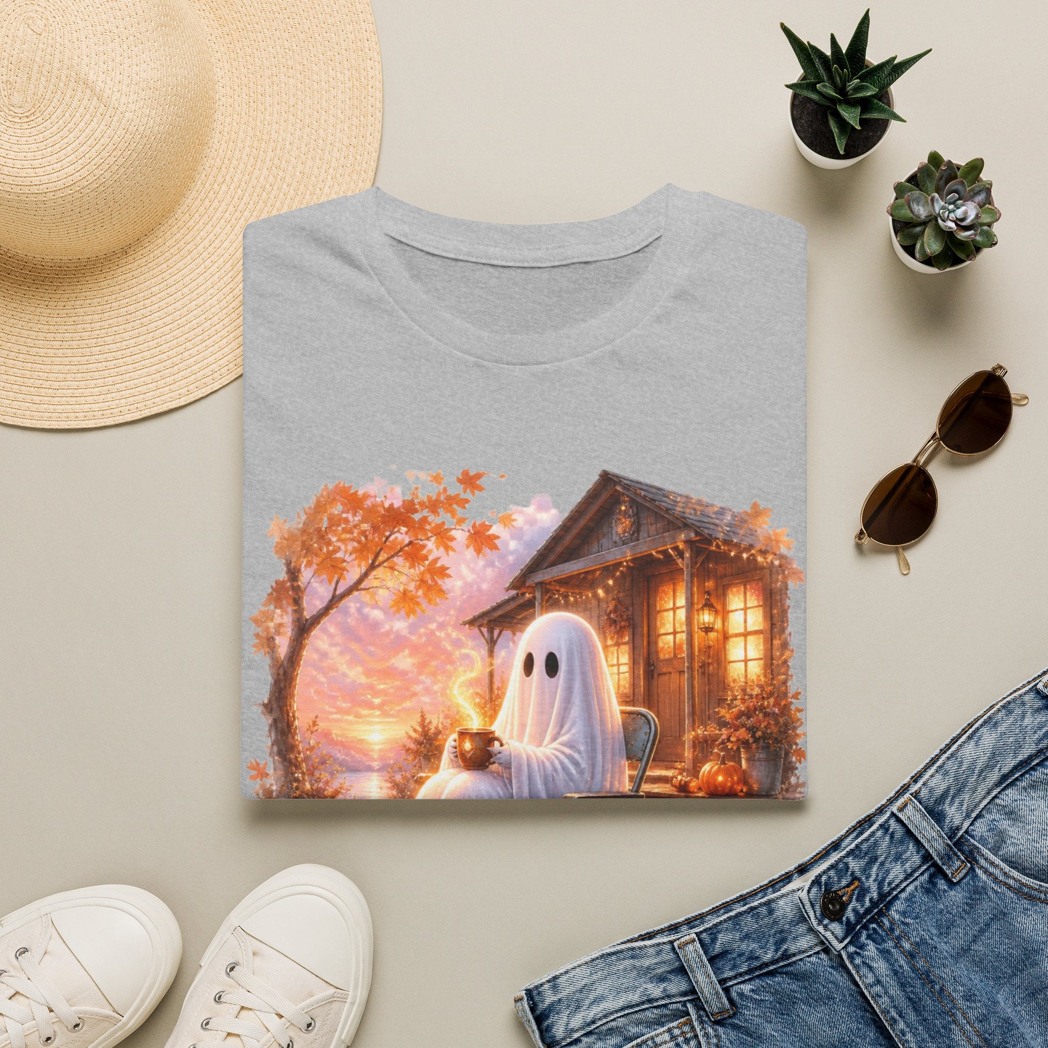 Ghost Cozy Fall T-Shirt — "Mentally on Fire" Autumn Halloween Tee
