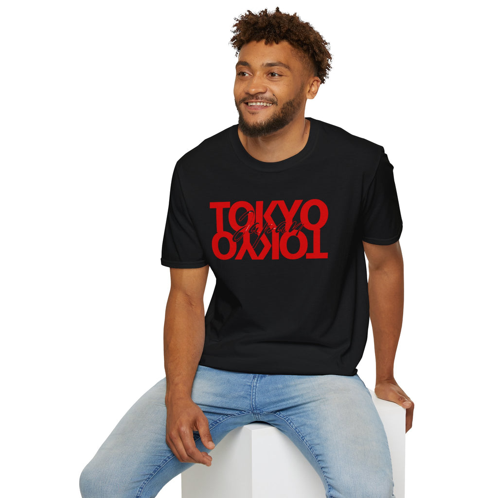 Tokyo Floral T-Shirt — Mirrored Red Logo "Tokyo" Graphic Tee