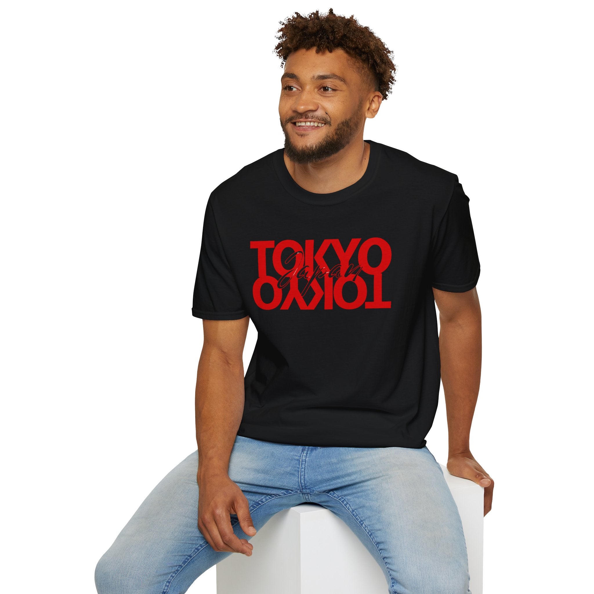 Tokyo Floral T-Shirt — Mirrored Red Logo "Tokyo" Graphic Tee