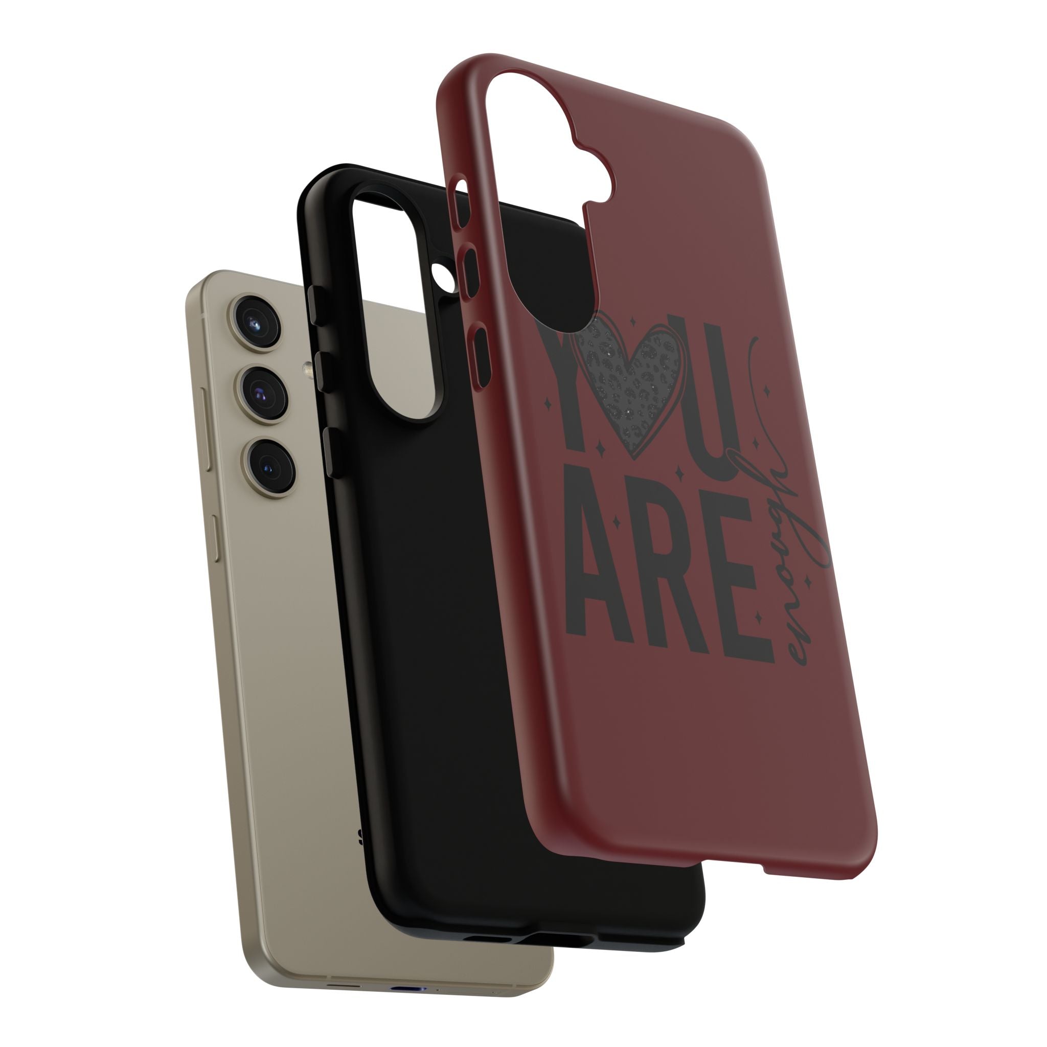 You Are Enough Phone Case — Inspirational Protective iPhone Cover (Maroon)
