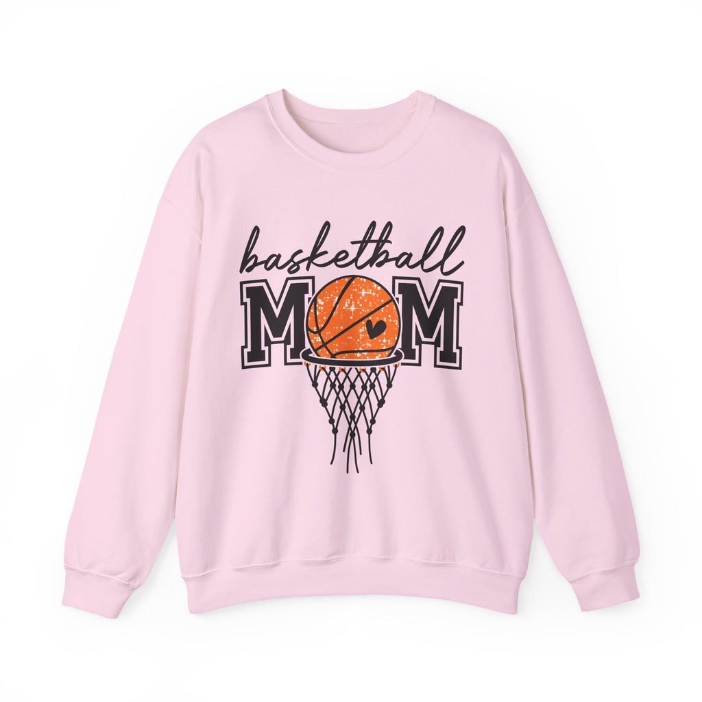 Basketball Mom Crewneck Sweatshirt — Mom Basketball Shirt with Hoop Graphic