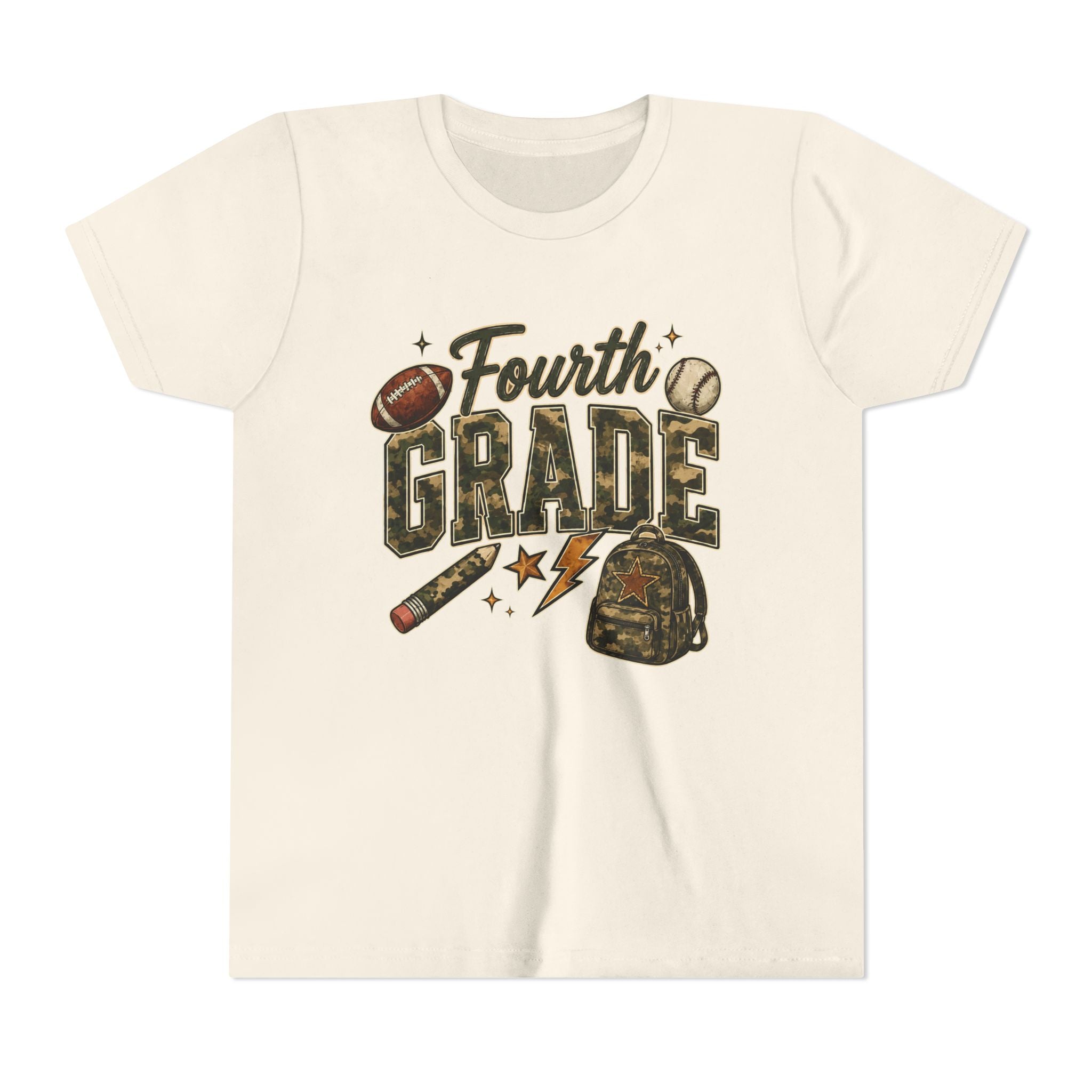 Fourth Grade Kids' T-Shirt – Back-to-School Sports & Backpack Design