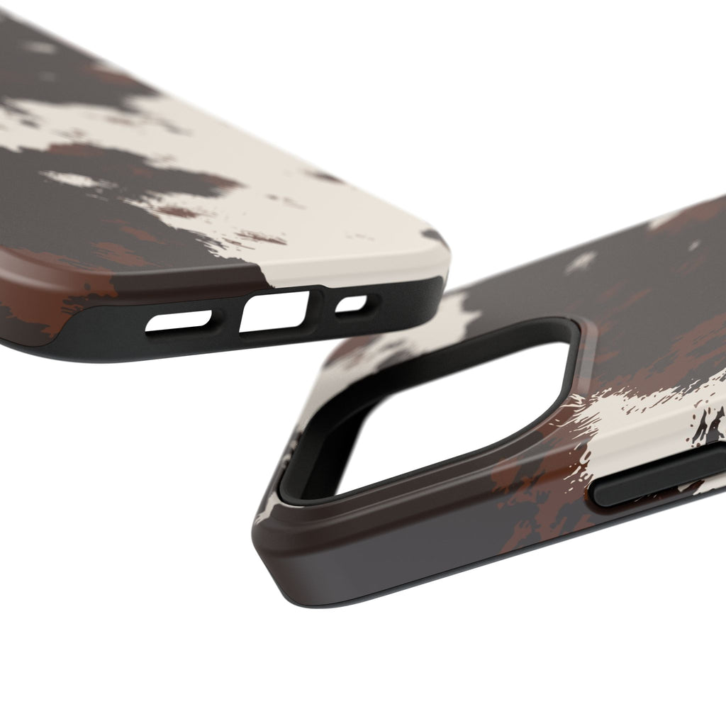 Cowhide Print Impact Phone Case — Brown & Cream Protective Cover