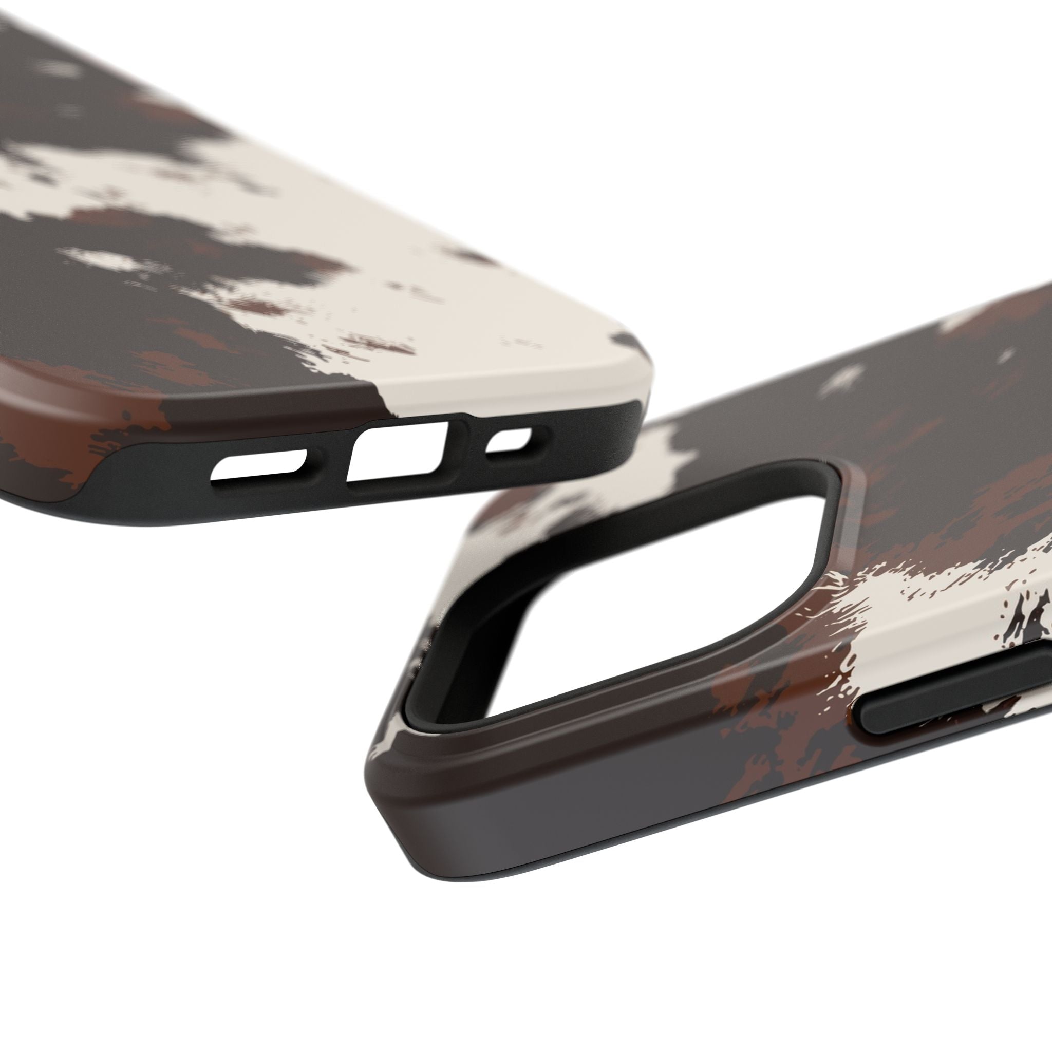 Cowhide Print Impact Phone Case — Brown & Cream Protective Cover