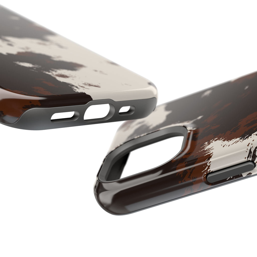Cowhide Print Impact Phone Case — Brown & Cream Protective Cover