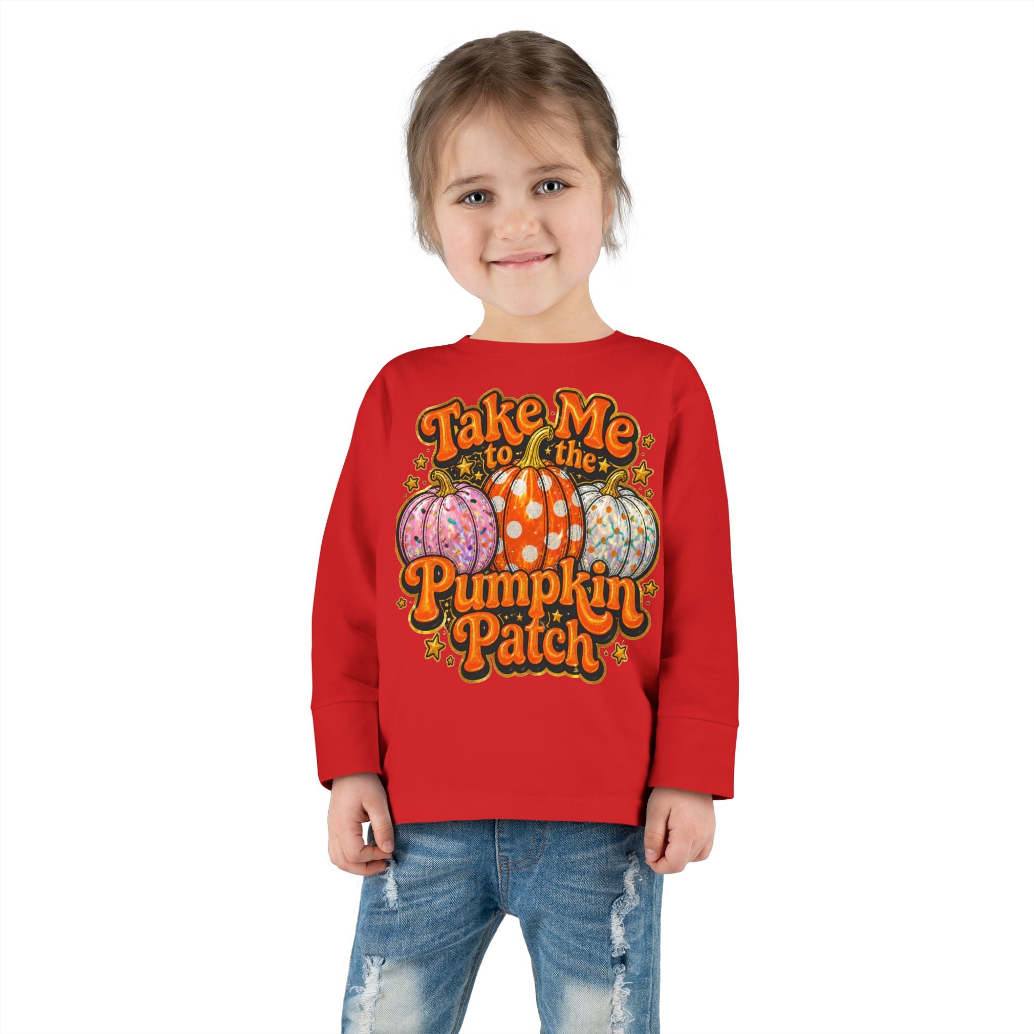 Toddler Long Sleeve Tee - "Take Me to the Pumpkin Patch" Fall Pumpkin Patch Shirt