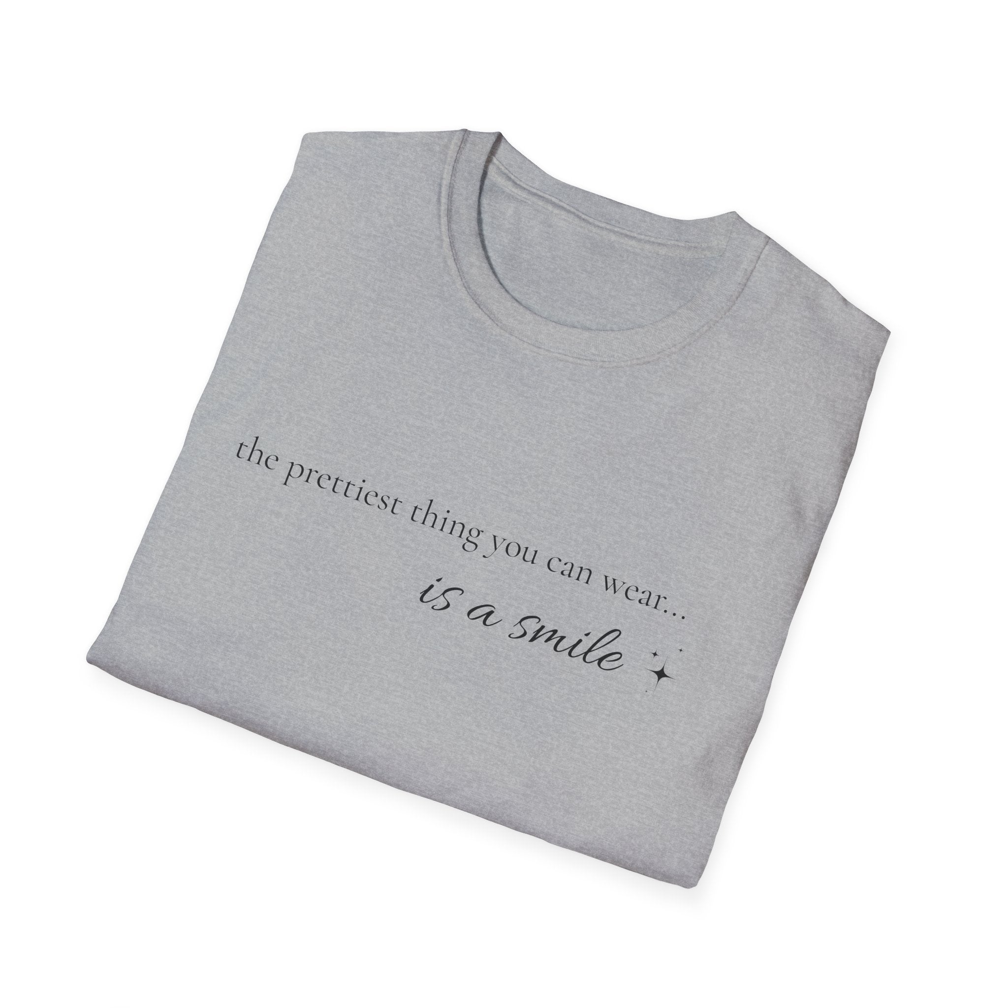 Smile Quote T-Shirt — "The Prettiest Thing You Can Wear is a Smile" Minimal Graphic Tee