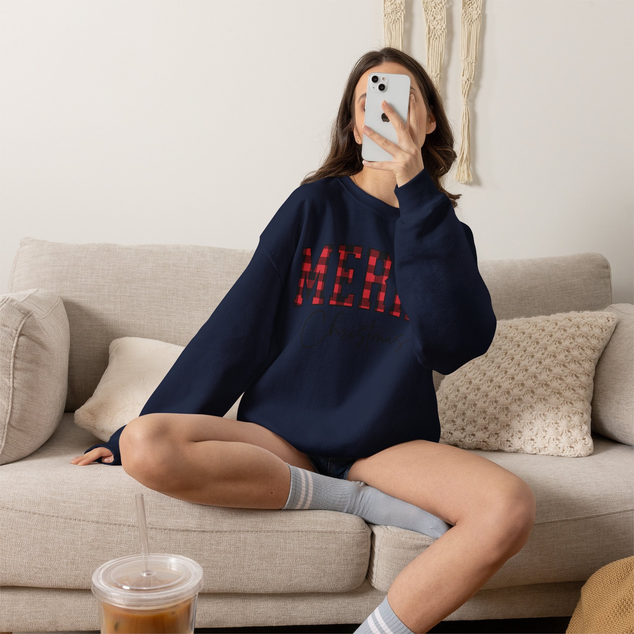 Christmas Plaid "Merry Christmas" Crewneck Sweatshirt