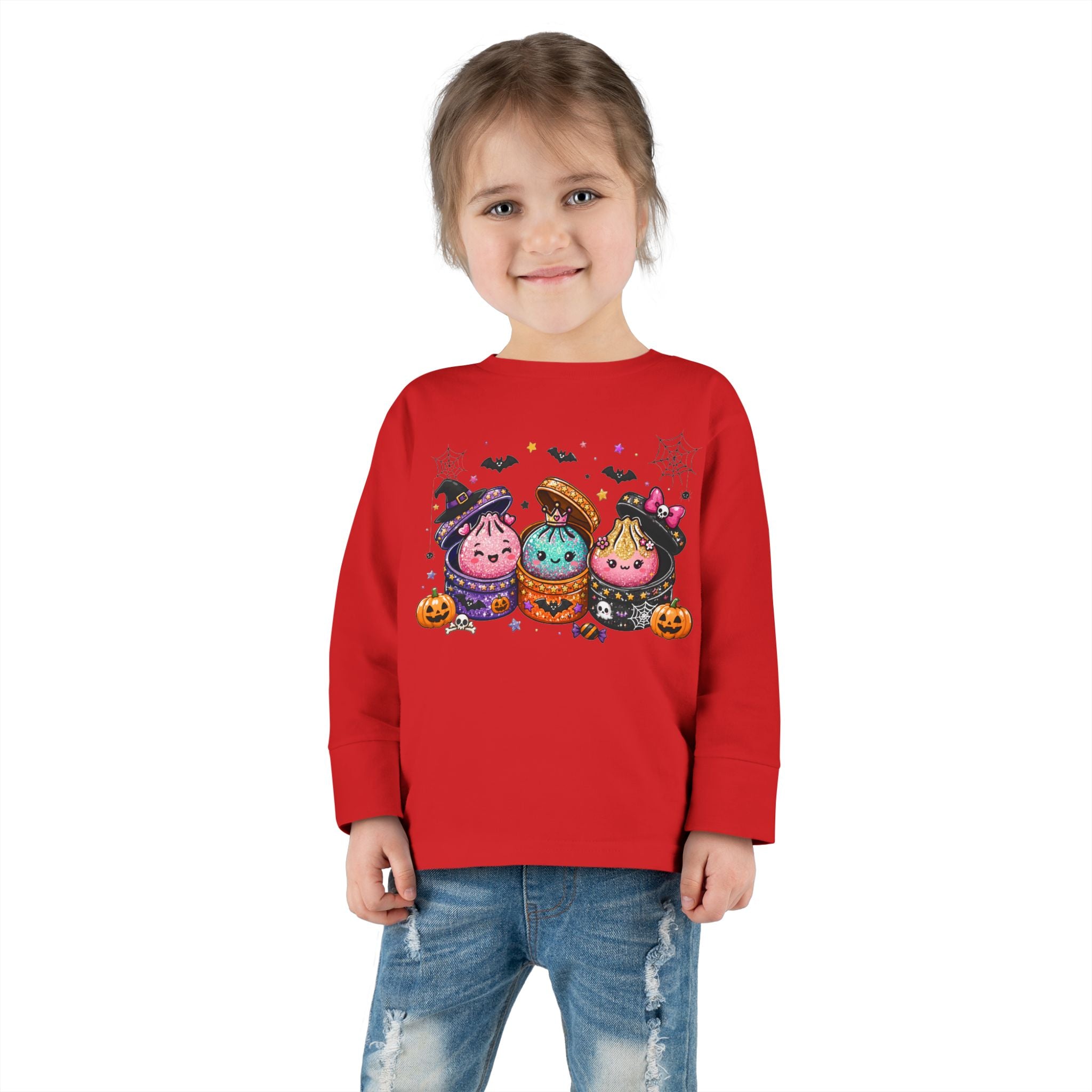 Toddler Long Sleeve Tee — Cute Halloween Cupcake Trio Costume Shirt