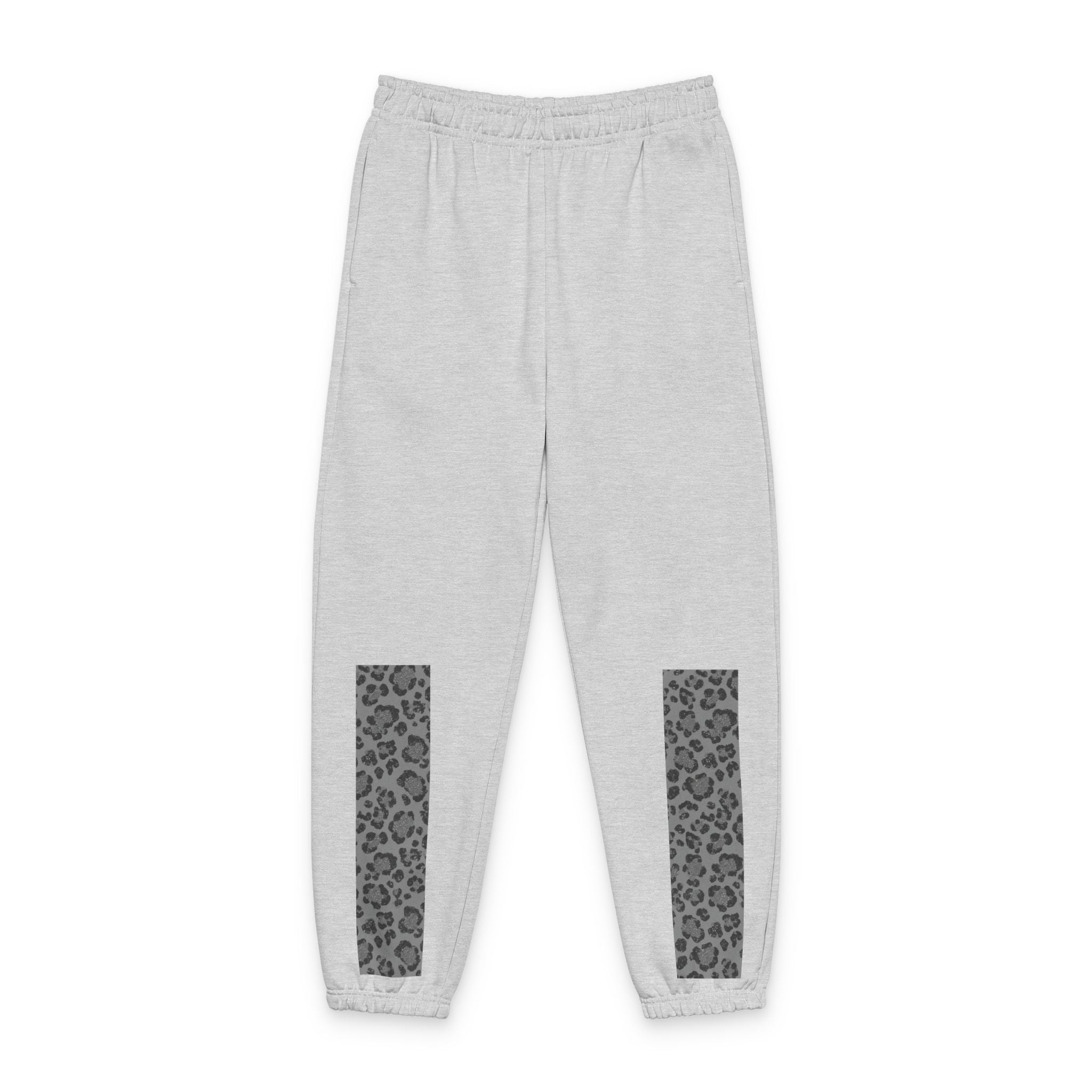 Leopard Panel Sweatpants — Cozy Joggers with Animal Print Leg Accents