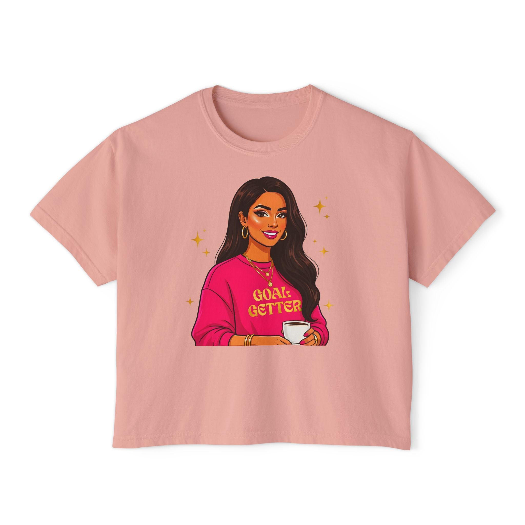 Goal Getter Women's Boxy Tee — Empowering Graphic Crop Top