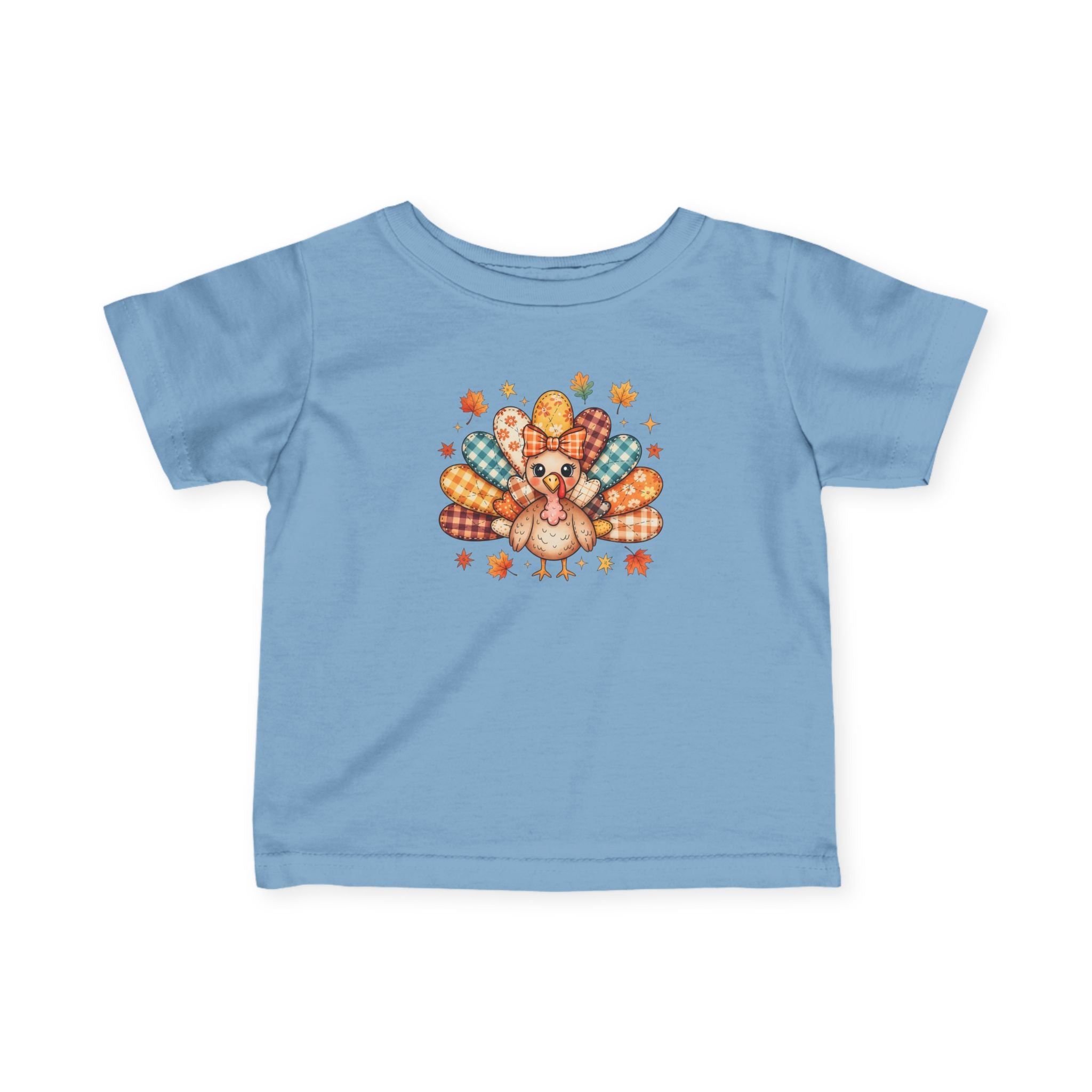 Infant Tee — Cute Thanksgiving Patchwork Turkey Baby Shirt