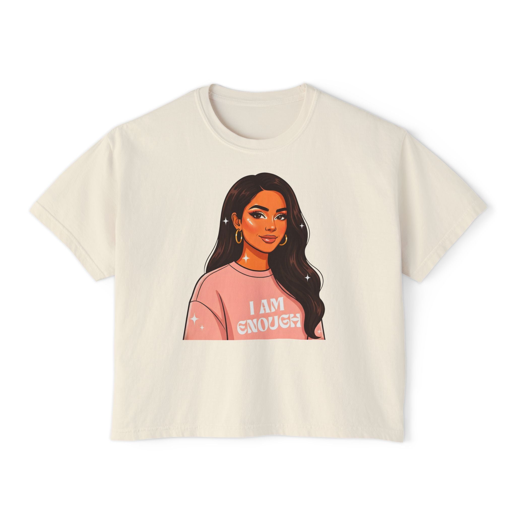 I Am Enough Boxy Tee — Empowering Women's Graphic Cropped T-Shirt