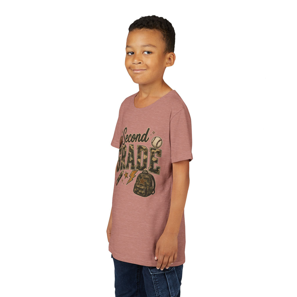 Second Grade Youth Tee — Back-to-School Sports & Backpack Design