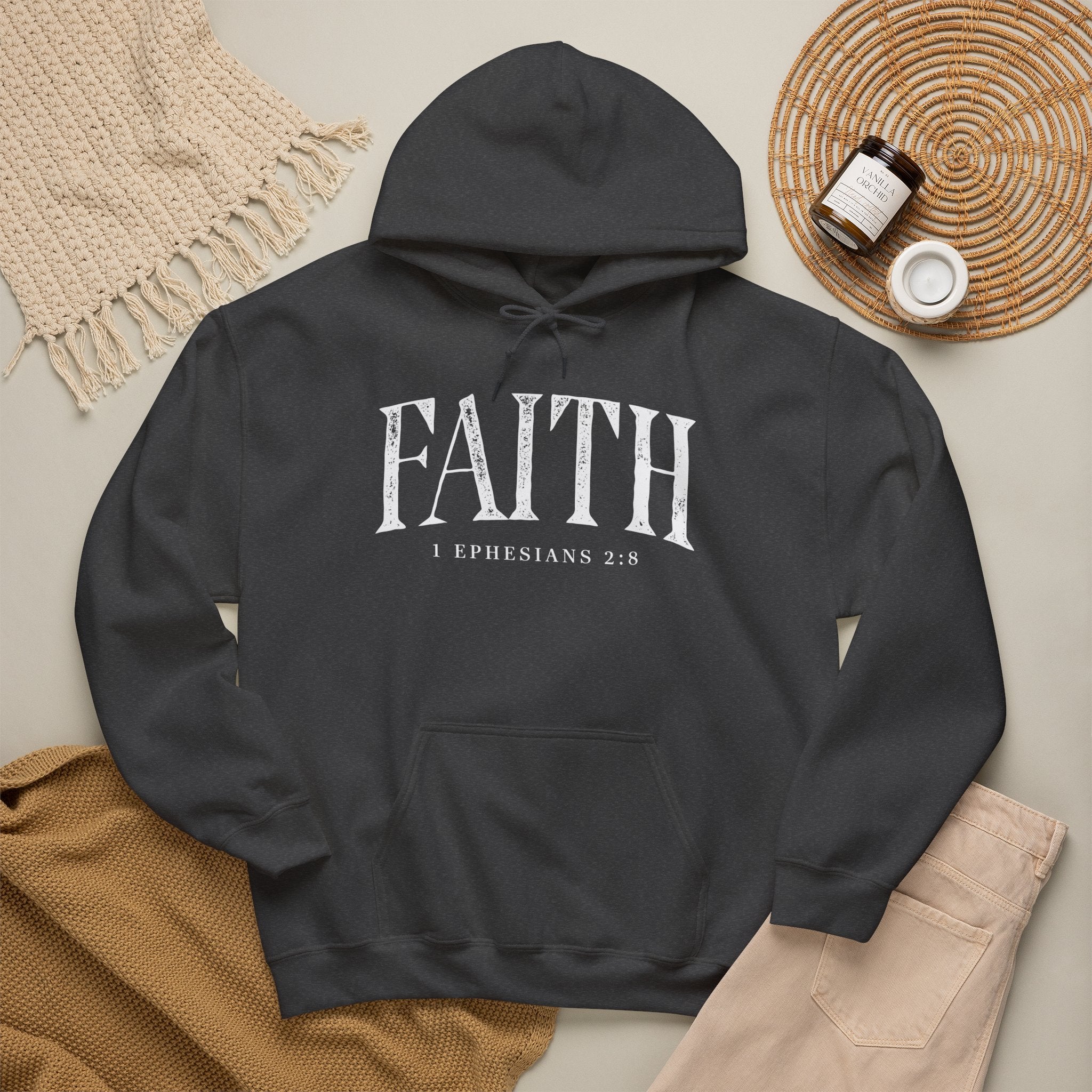 Faith Hoodie - Ephesians 2:8 Inspirational Christian Sweatshirt