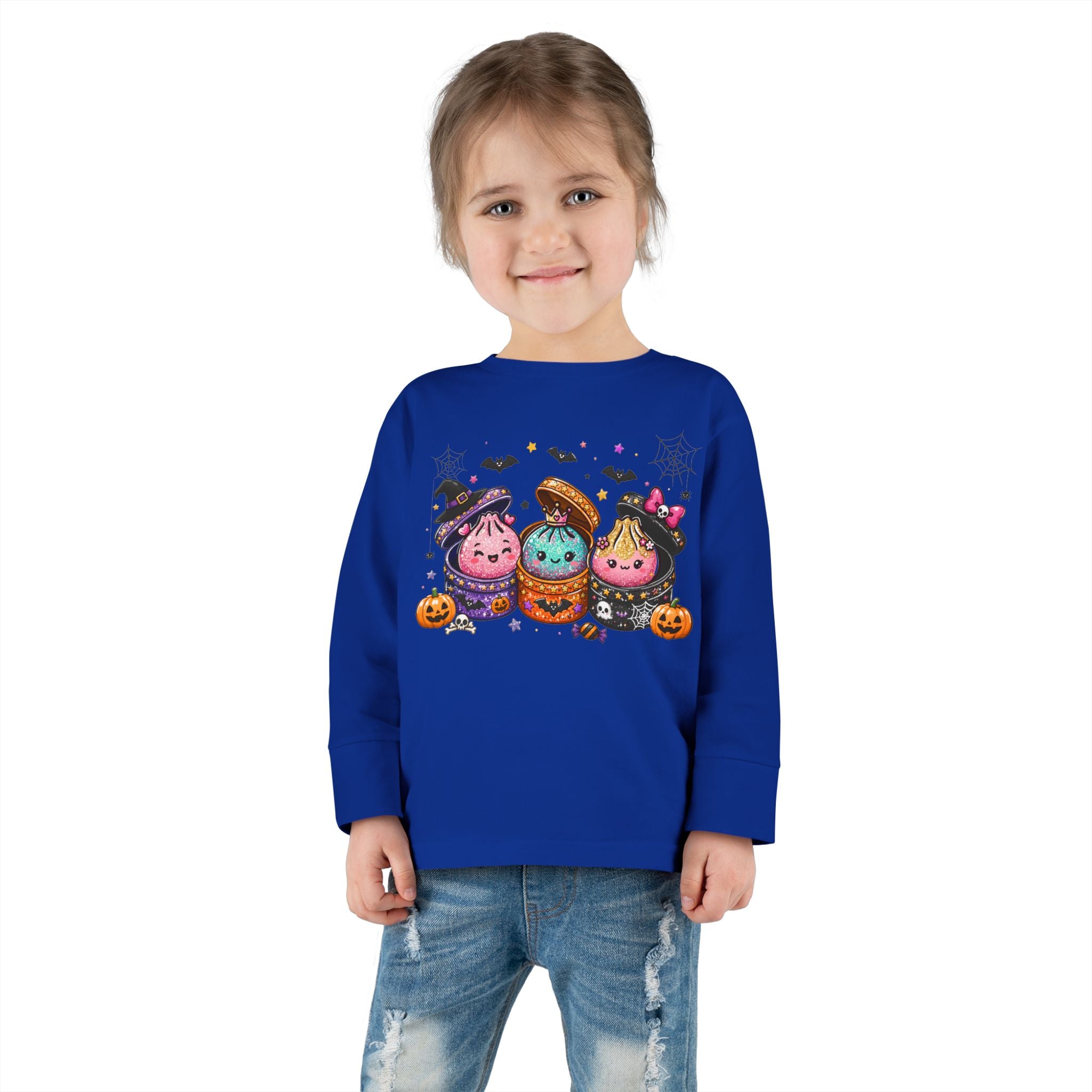 Toddler Long Sleeve Tee — Cute Halloween Cupcake Trio Costume Shirt