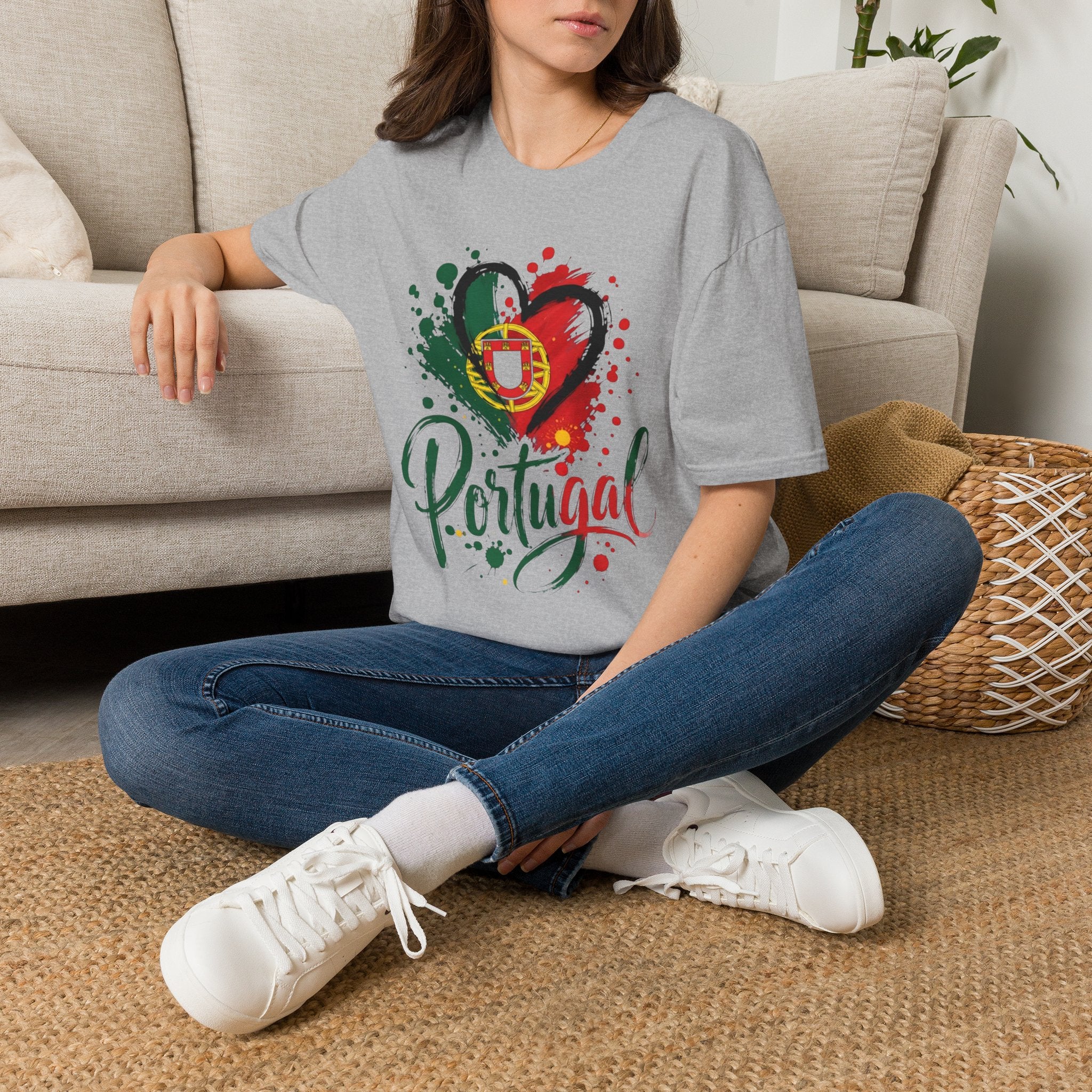 Portugal Heart Flag T-Shirt — Watercolor Portugal Graphic Tee