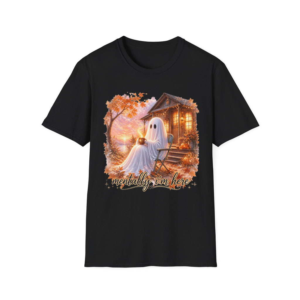 Ghost Cozy Fall T-Shirt — "Mentally on Fire" Autumn Halloween Tee