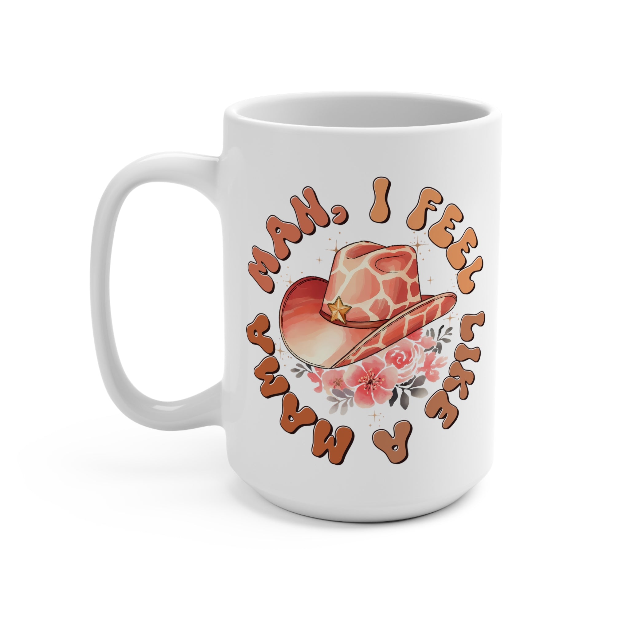 15oz Floral Peace Sign Mug – Vintage Vibe Floral Coffee Cup