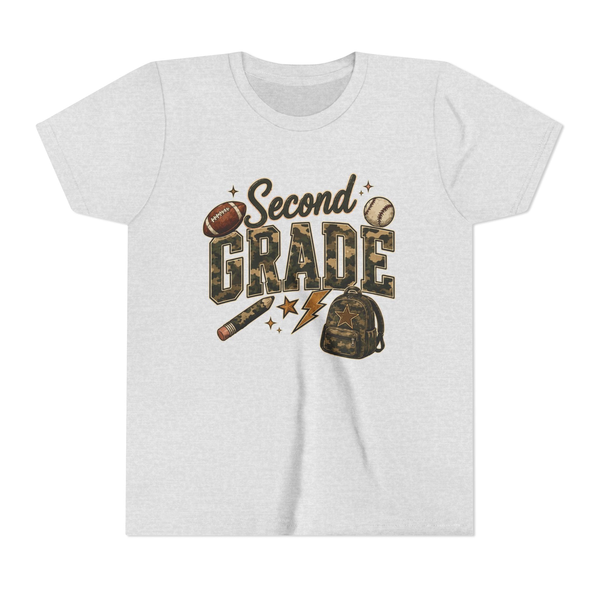 Second Grade Youth Tee — Back-to-School Sports & Backpack Design