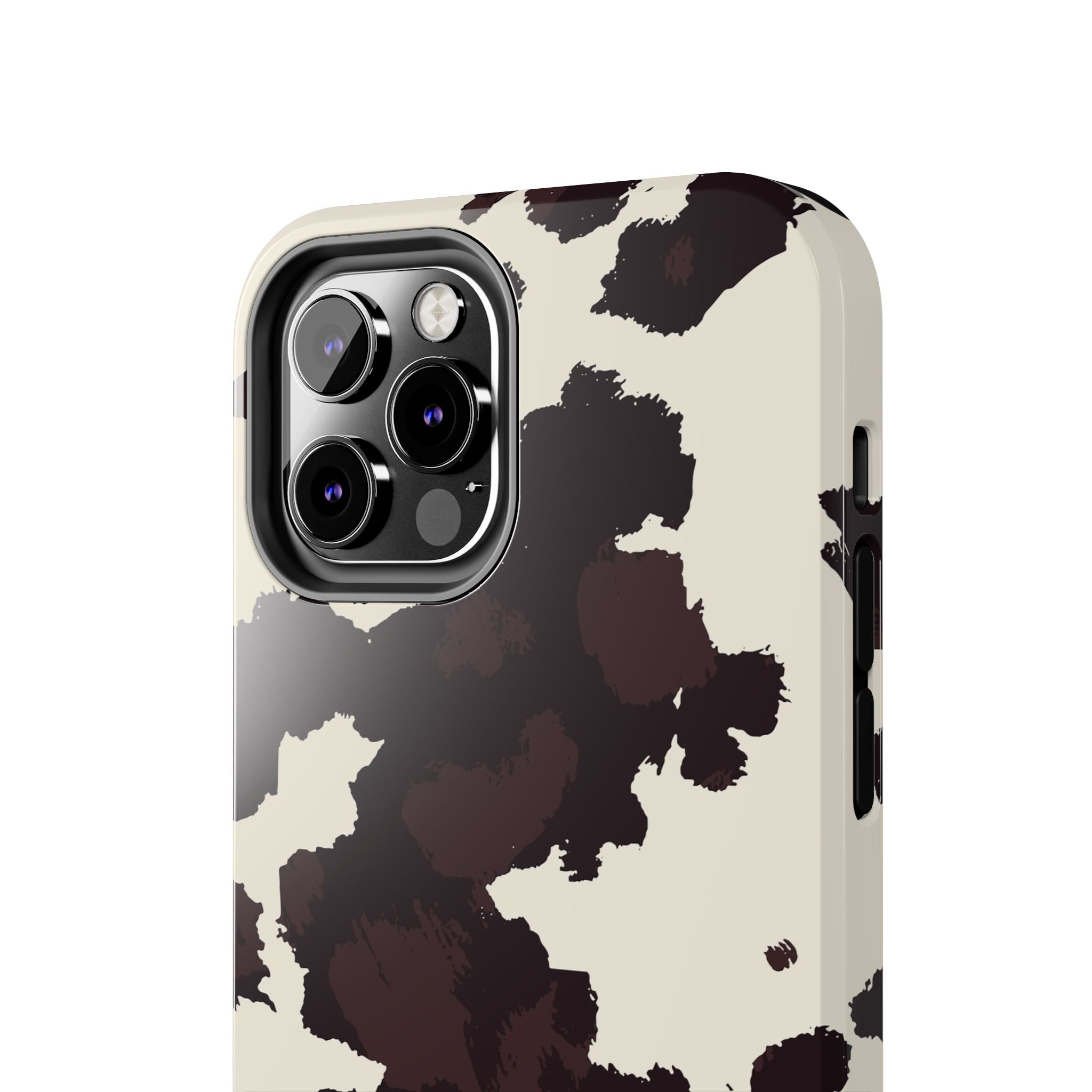 Cow Print Tough Phone Case — Brown Cream Protective Phone Cover