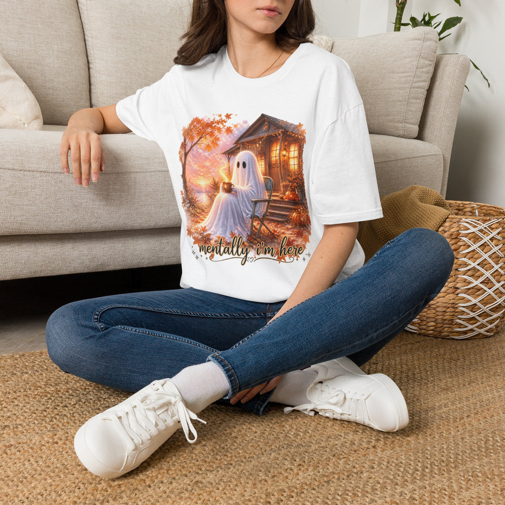 Ghost Cozy Fall T-Shirt — "Mentally on Fire" Autumn Halloween Tee