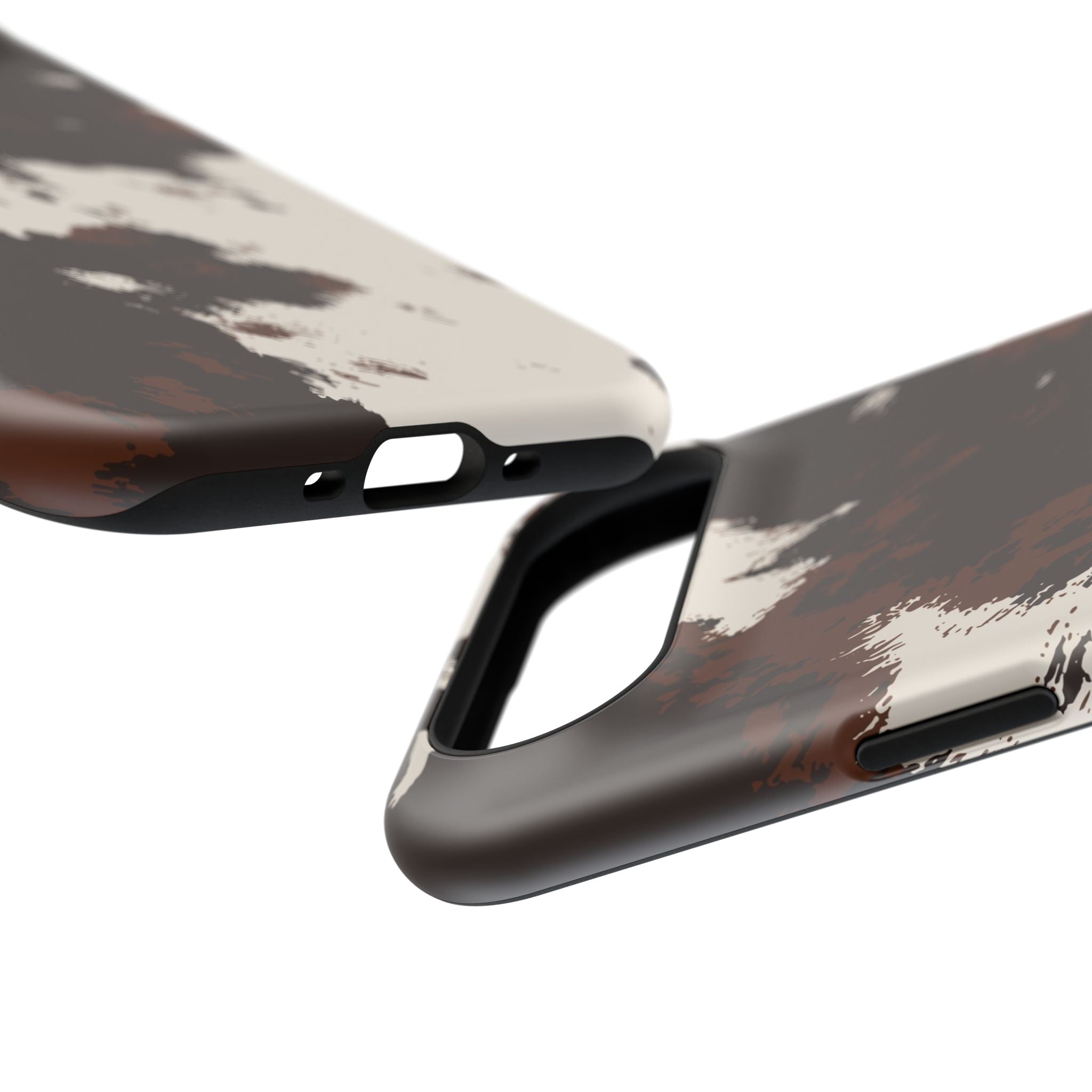 Cowhide Print Impact Phone Case — Brown & Cream Protective Cover