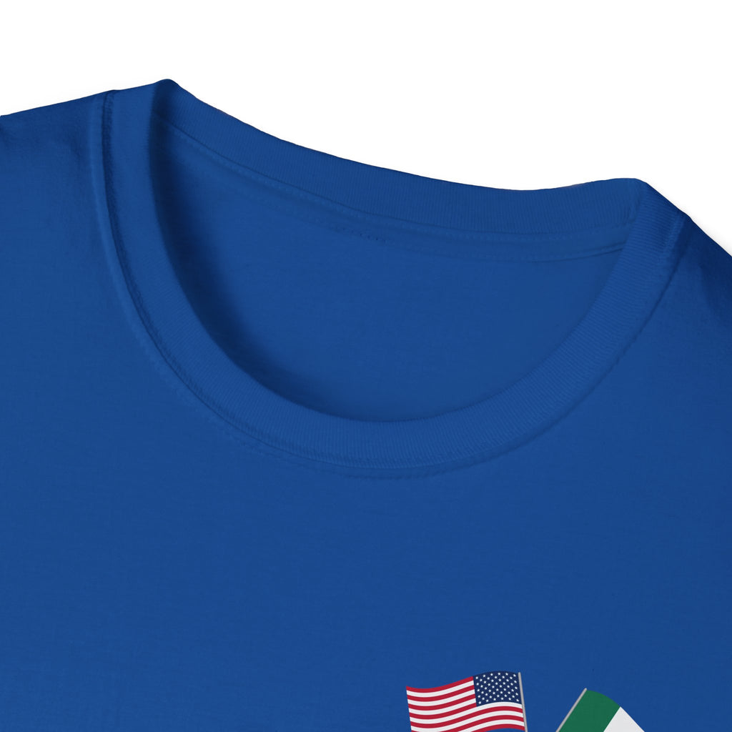 USA Mexico Flag T-Shirt — Small Crossed American & Mexican Flags Tee