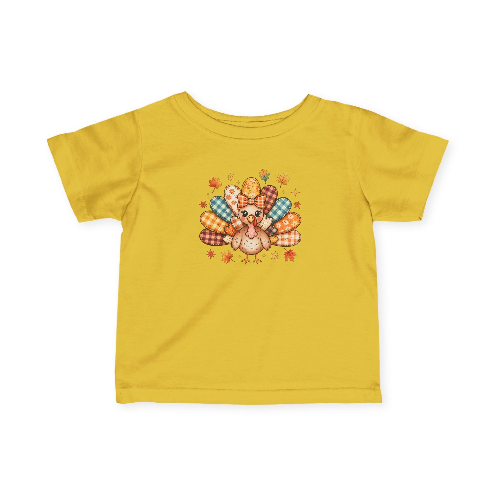 Infant Tee — Cute Thanksgiving Patchwork Turkey Baby Shirt