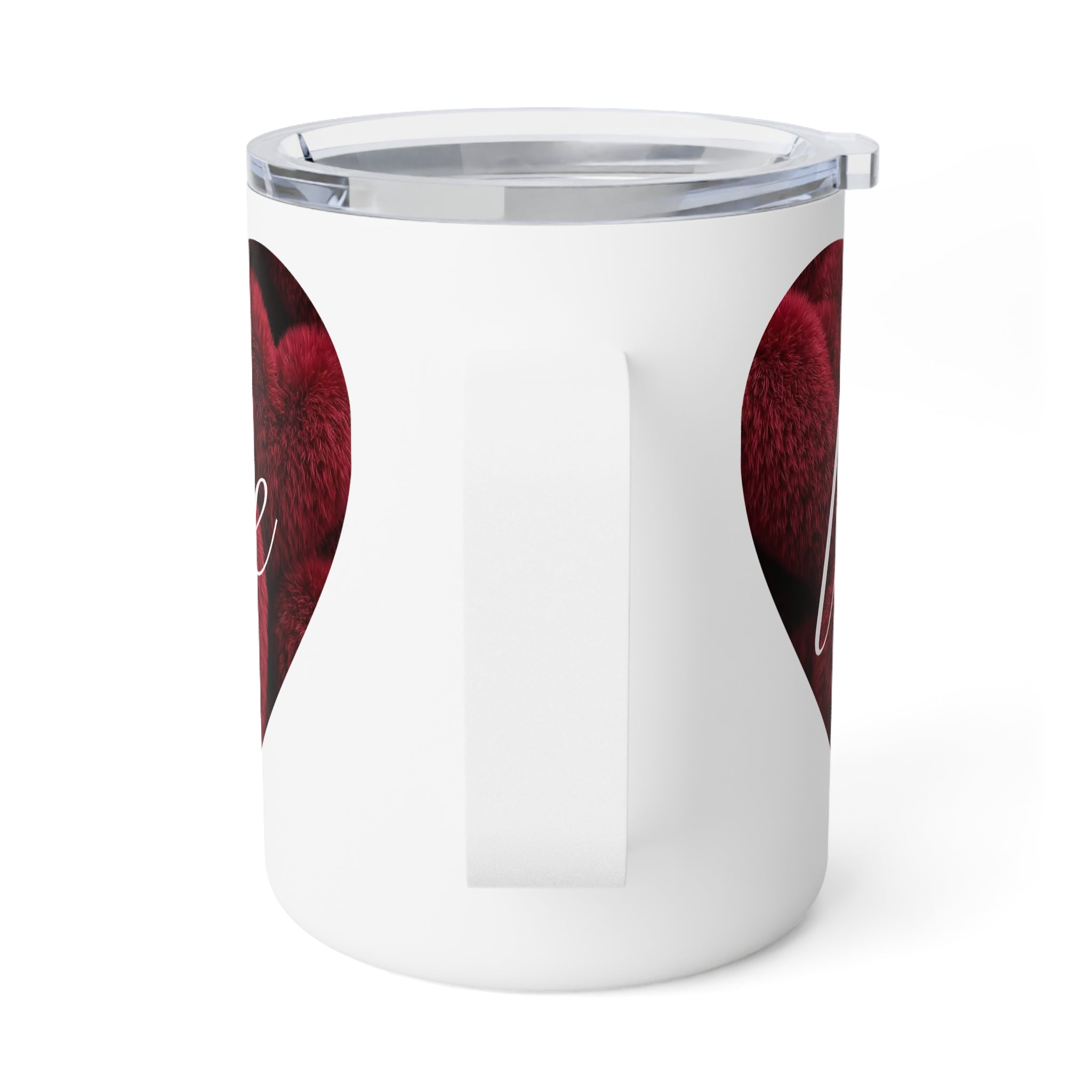 Red Fuzzy Heart love Insulated Coffee Mug | 10oz Travel Mug