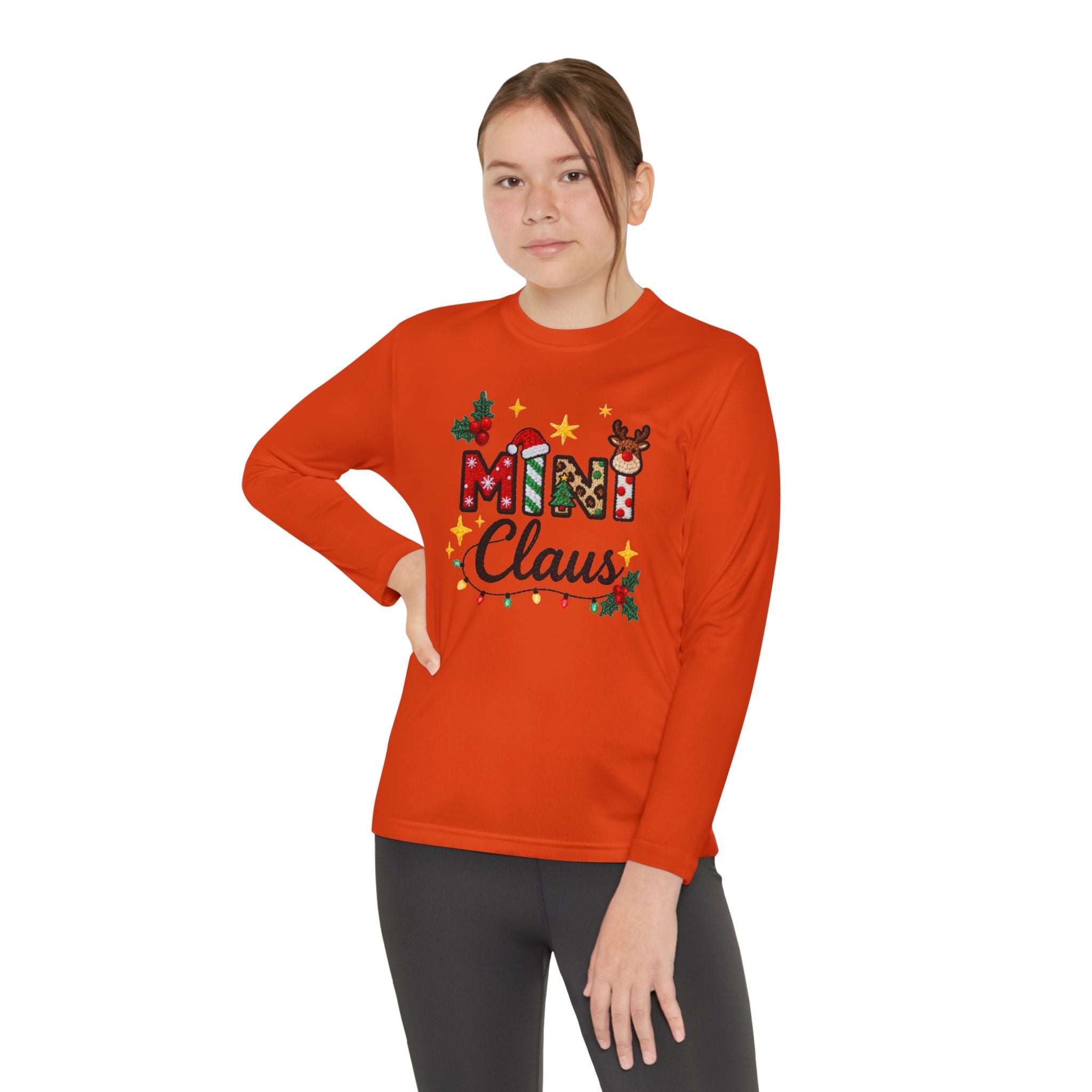 Mini Claus Youth Long Sleeve Tee — Cute Kids Christmas Holiday Shirt