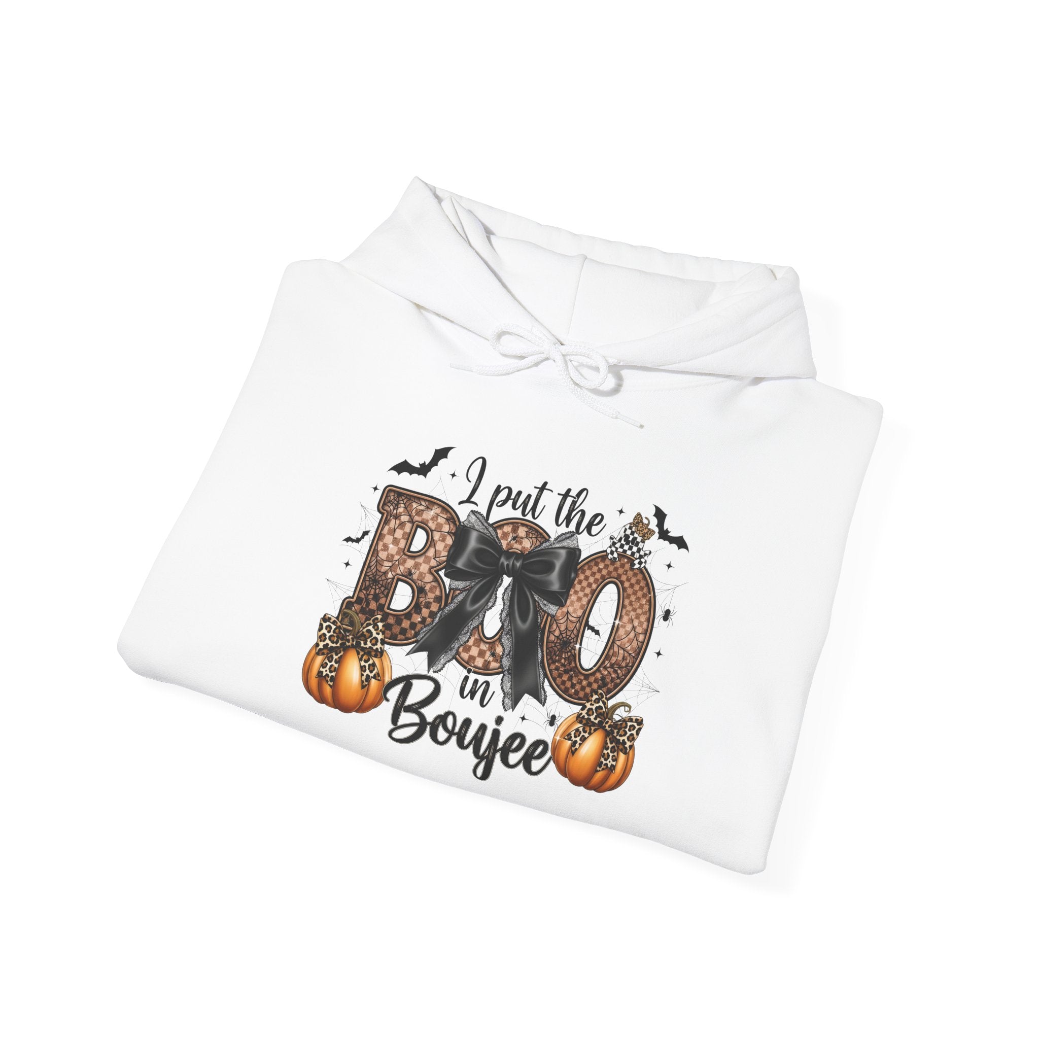 Halloween 'I Put the Boo in Boujee' Hoodie — Pumpkin Bat Spooky Chic Pullover