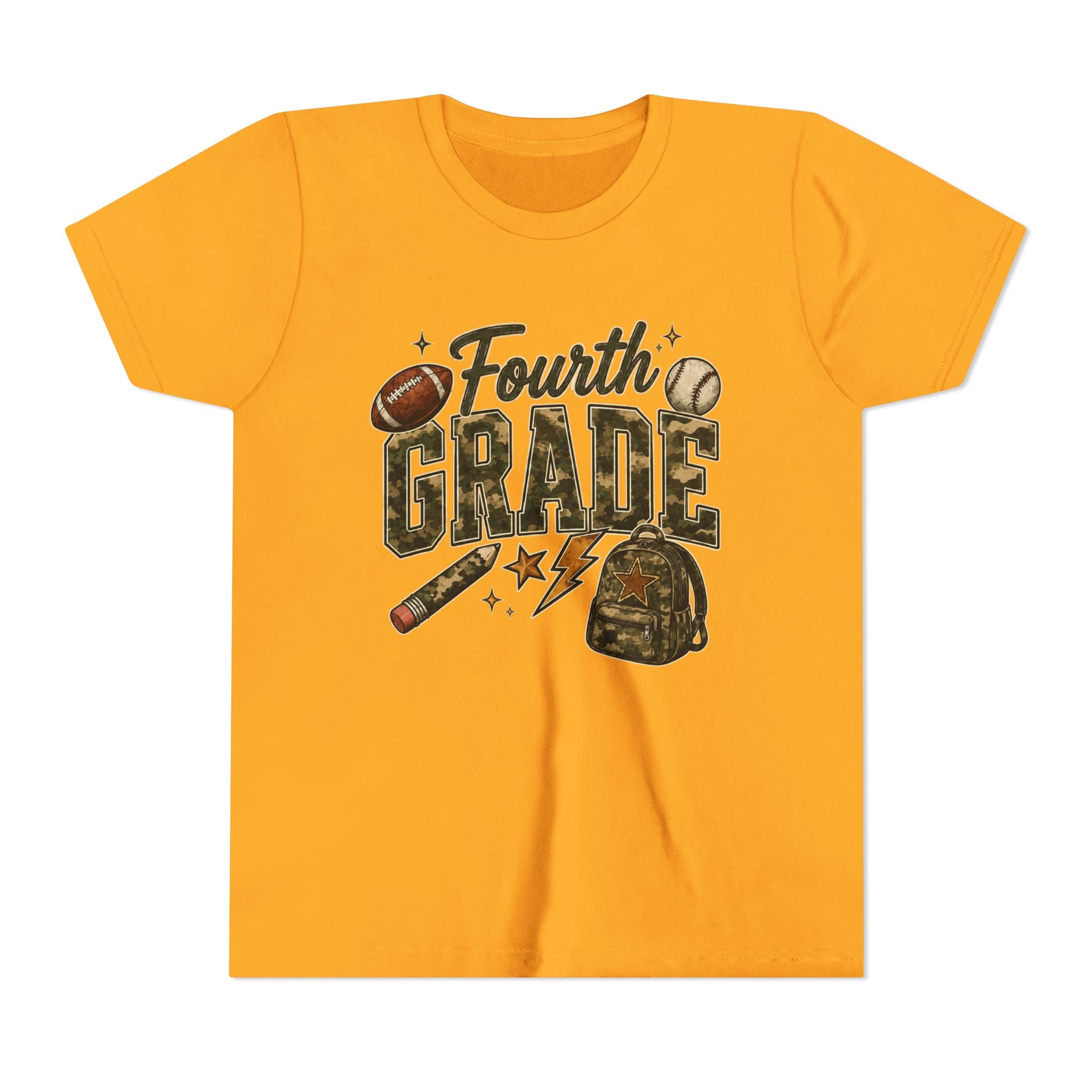 Fourth Grade Kids' T-Shirt – Back-to-School Sports & Backpack Design