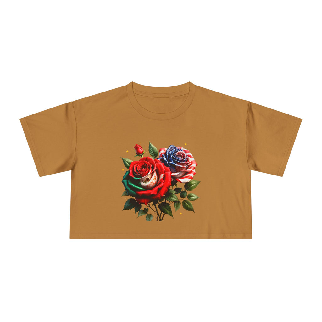 Rose Bouquet Crop Tee — Floral Vintage Rose Graphic Women's Crop Top