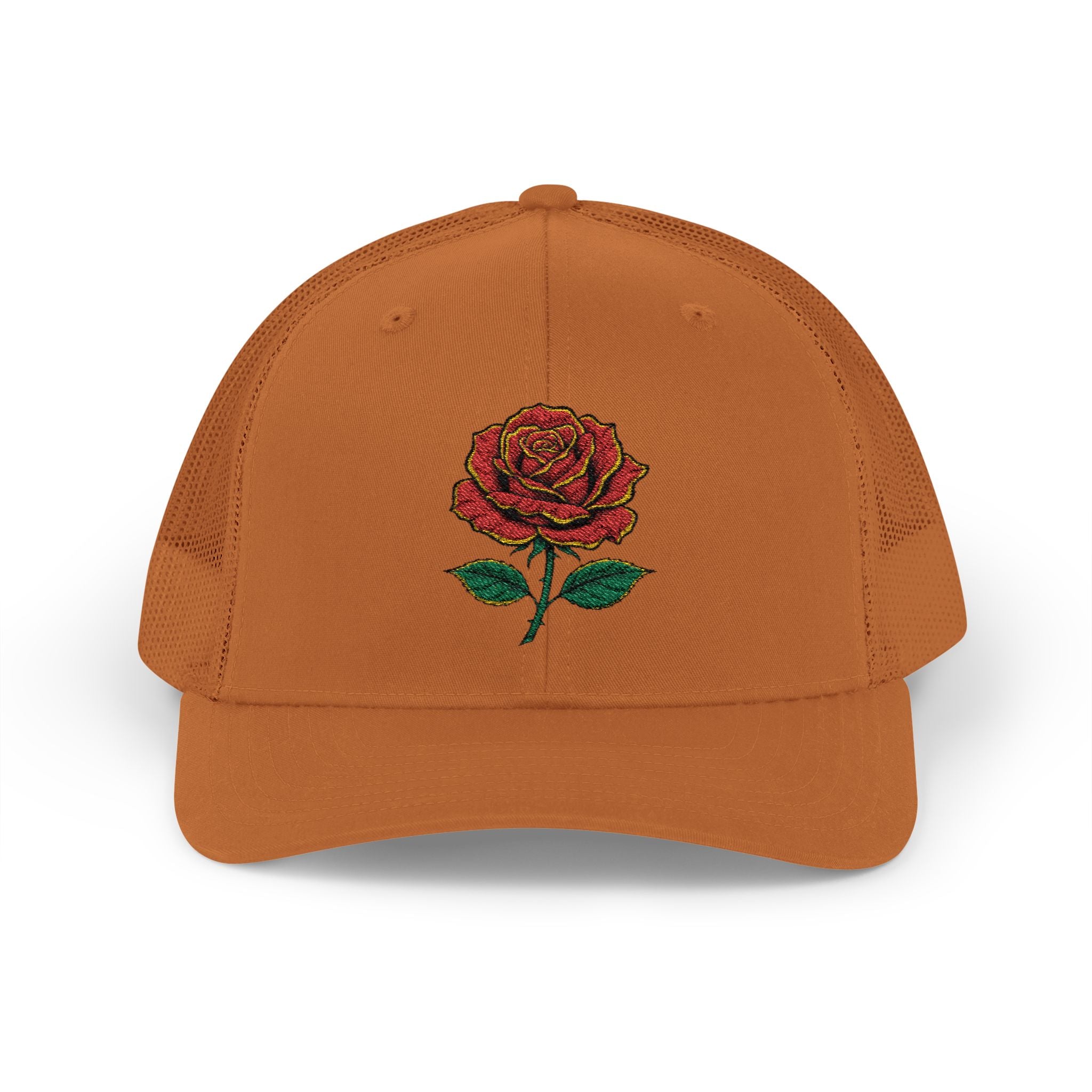 Embroidered Red Rose Trucker Cap
