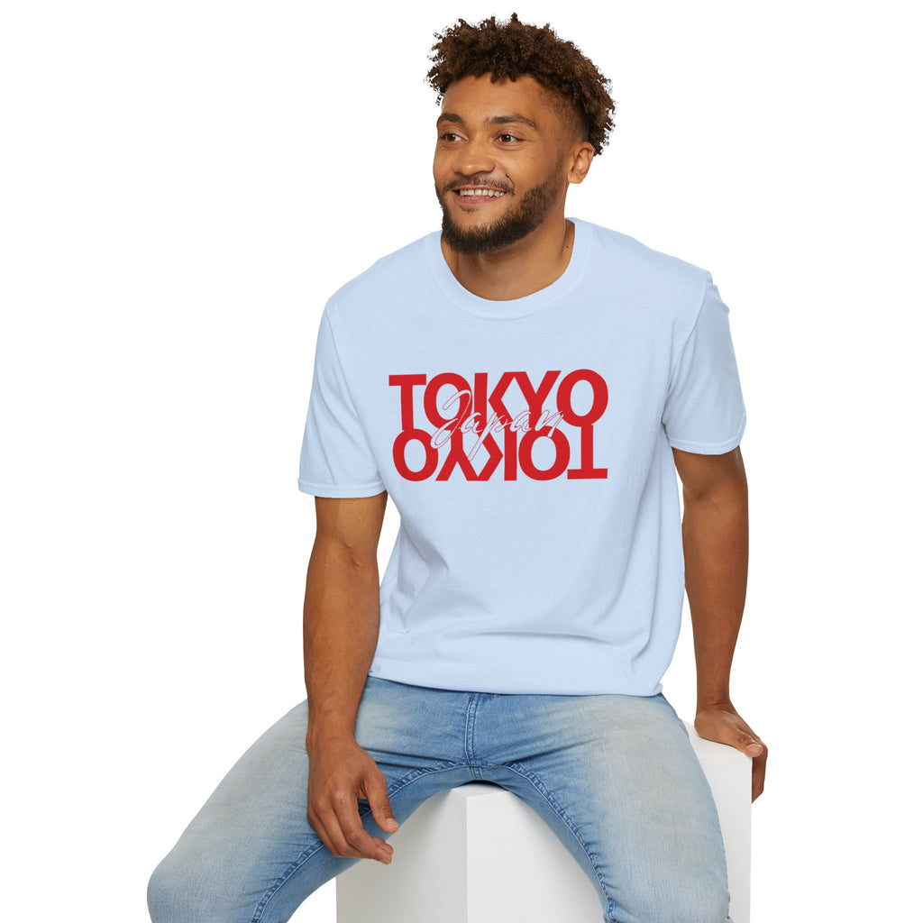 Tokyo Floral T-Shirt — Mirrored Red Logo "Tokyo" Graphic Tee