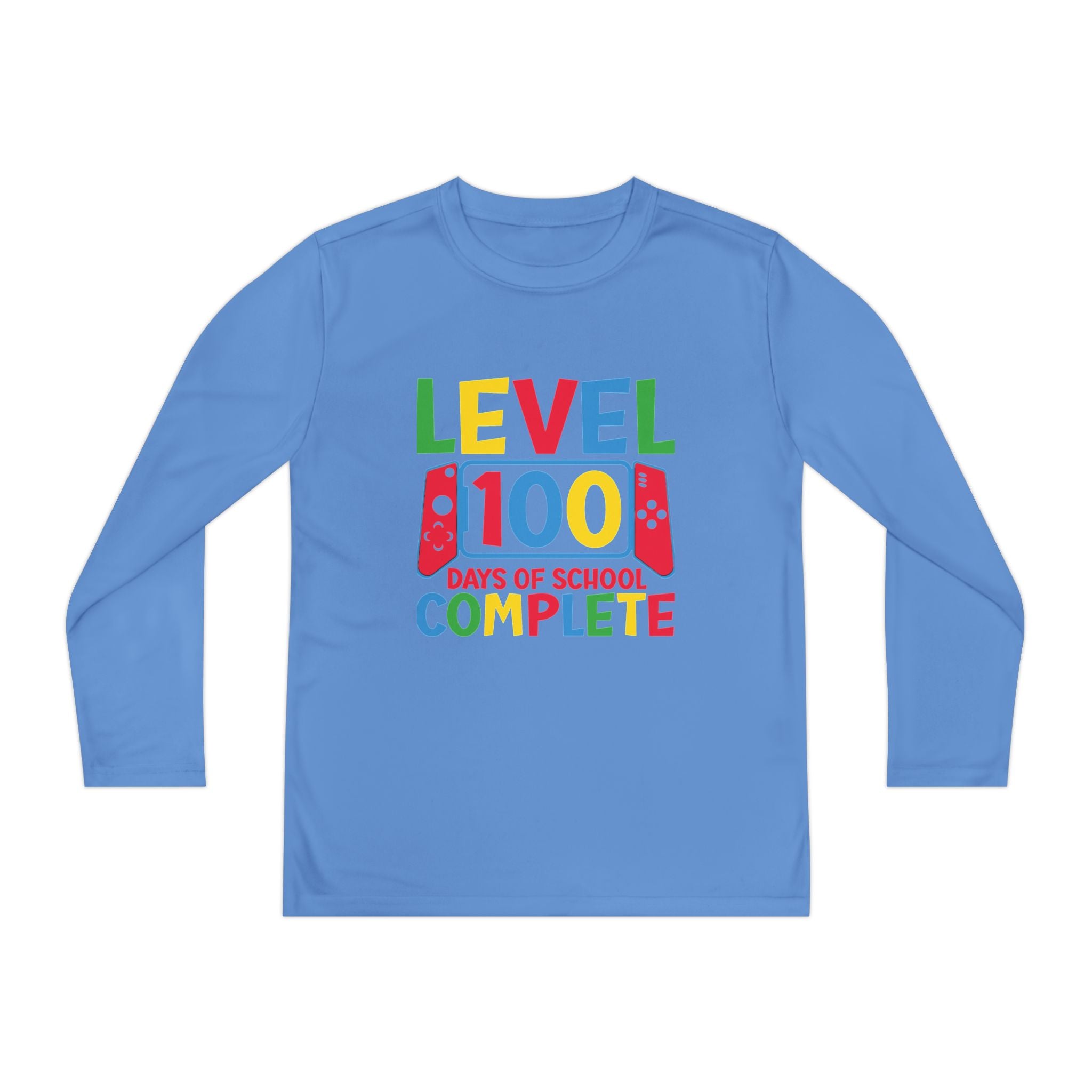 Youth Long Sleeve Shirt - "Level 100 Days of School Complete" 100th Day Celebration Tee